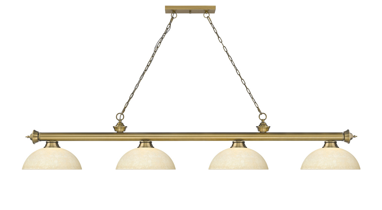 Z-LITE 2306-4RB-DGM14 4 Light Billiard, Rubbed Brass