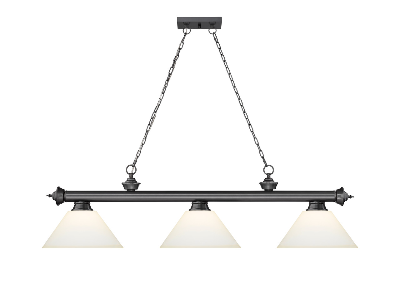 Z-LITE 2306-3BP-AMO14 3 Light Billiard, Bronze Plated Z-LITE 2306-3BP-AMO14 3 Light Billiard, Bronze Plated