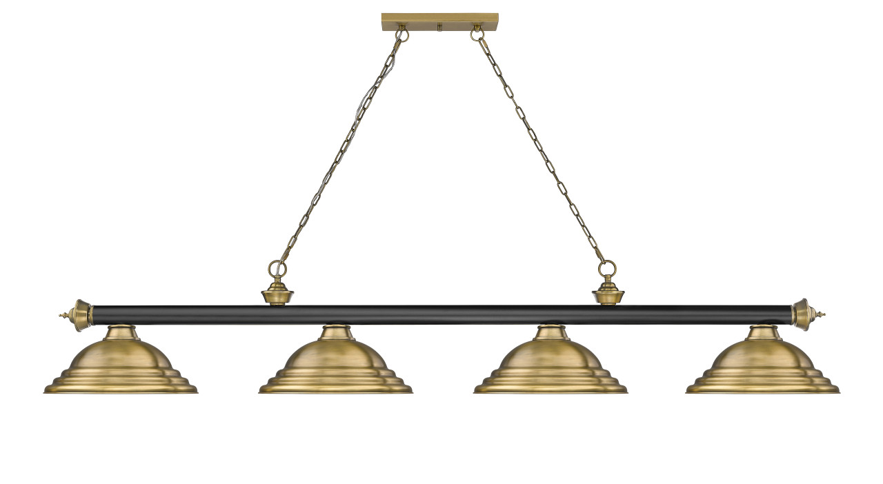 Z-LITE 2306-4MB-RB-SRB 4 Light Billiard, Matte Black + Rubbed Brass Z-LITE 2306-4MB-RB-SRB 4 Light Billiard, Matte Black + Rubbed Brass