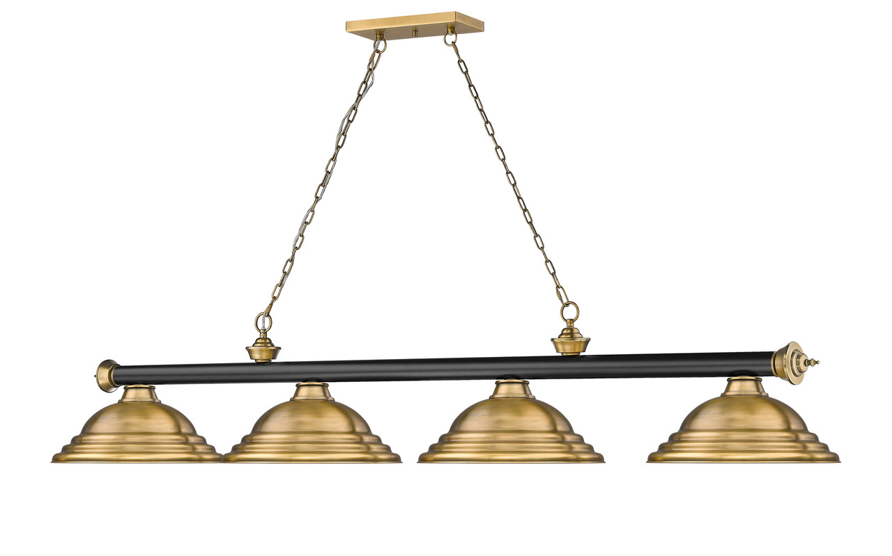 Z-LITE 2306-4MB-RB-SRB 4 Light Billiard, Matte Black + Rubbed Brass Z-LITE 2306-4MB-RB-SRB 4 Light Billiard, Matte Black + Rubbed Brass