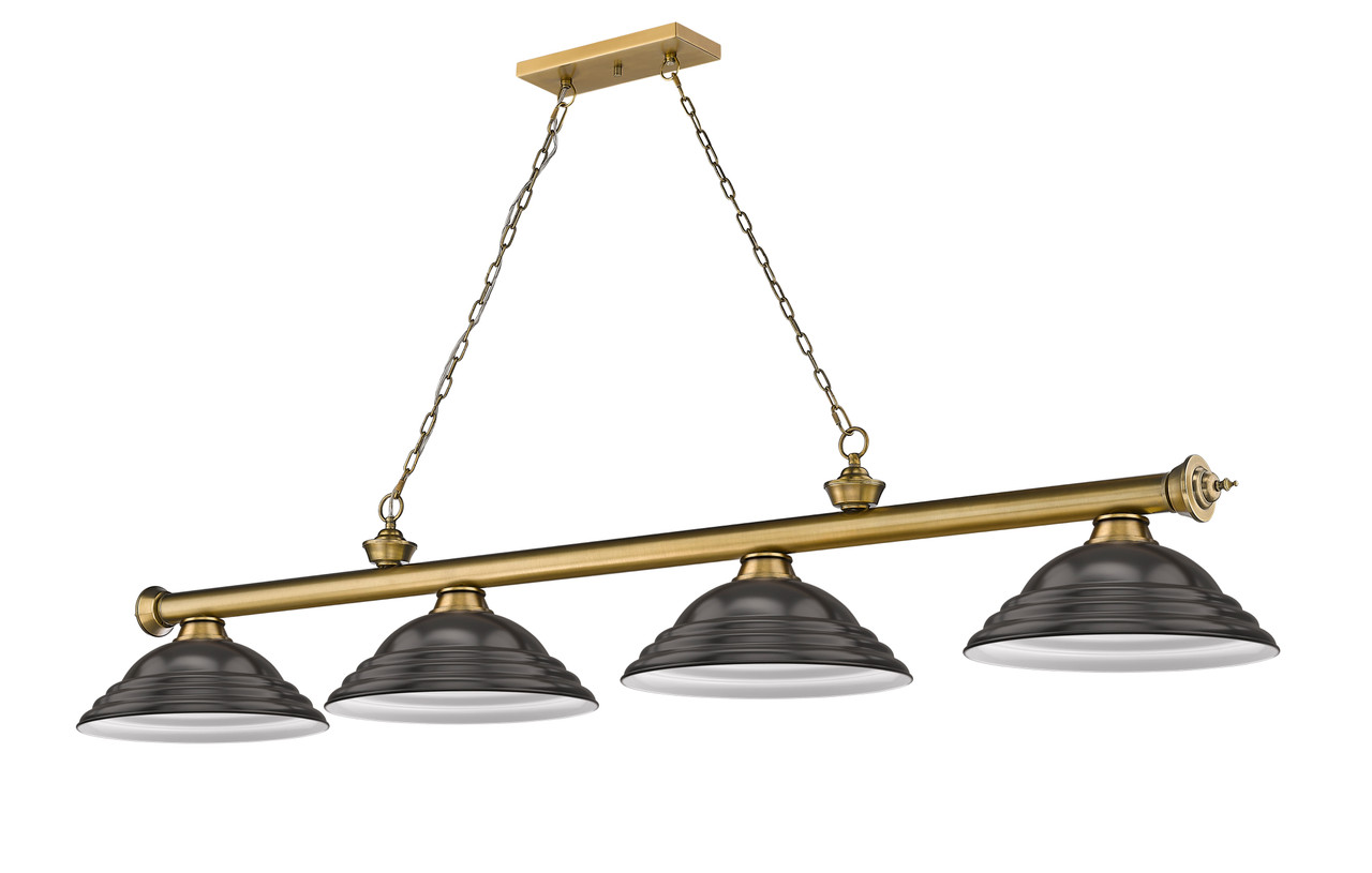 Z-LITE 2306-4RB-SBRZ 4 Light Billiard, Rubbed Brass Z-LITE 2306-4RB-SBRZ 4 Light Billiard, Rubbed Brass