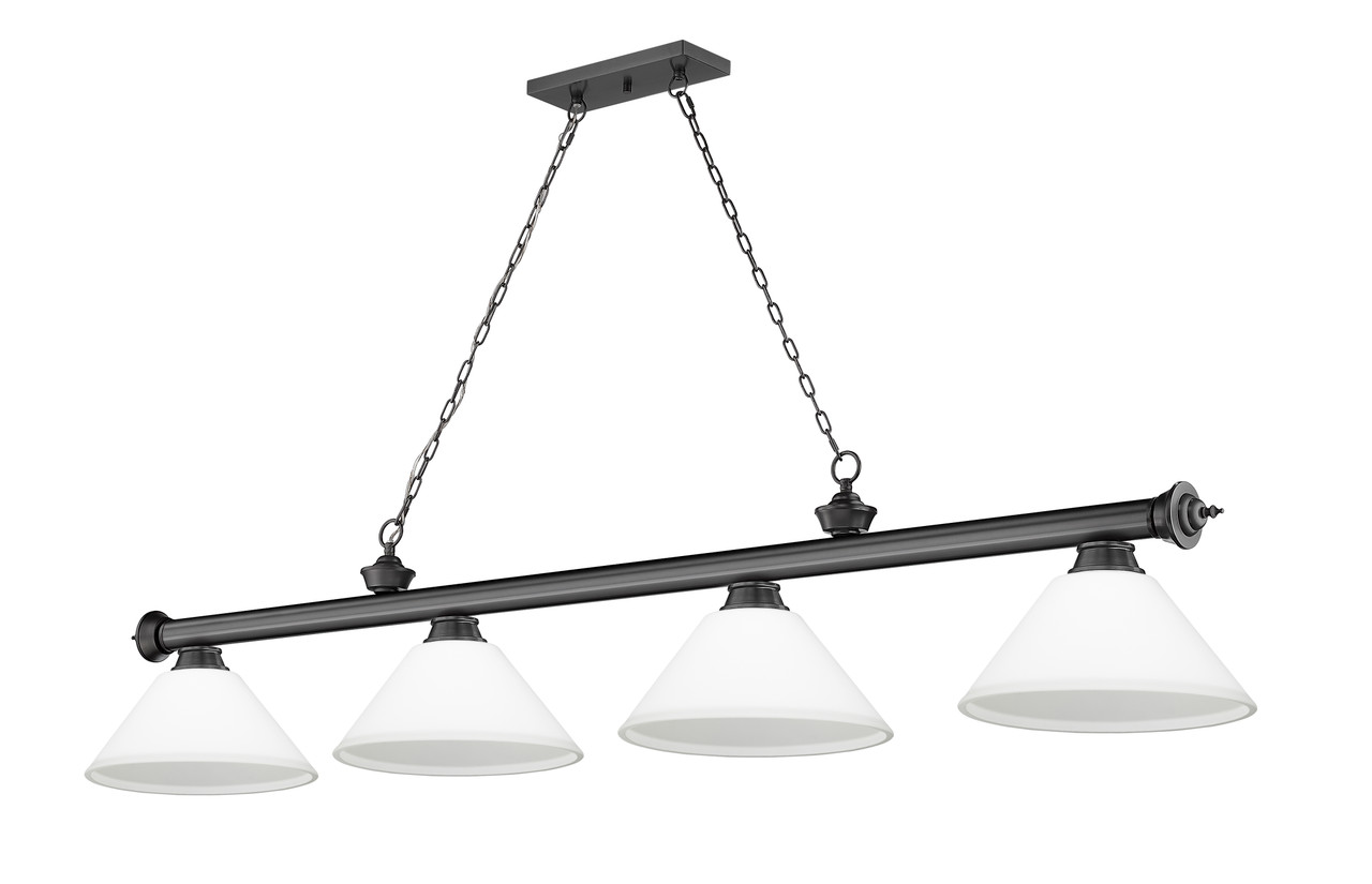 Z-LITE 2306-4BP-AMO14 4 Light Billiard, Bronze Plated Z-LITE 2306-4BP-AMO14 4 Light Billiard, Bronze Plated