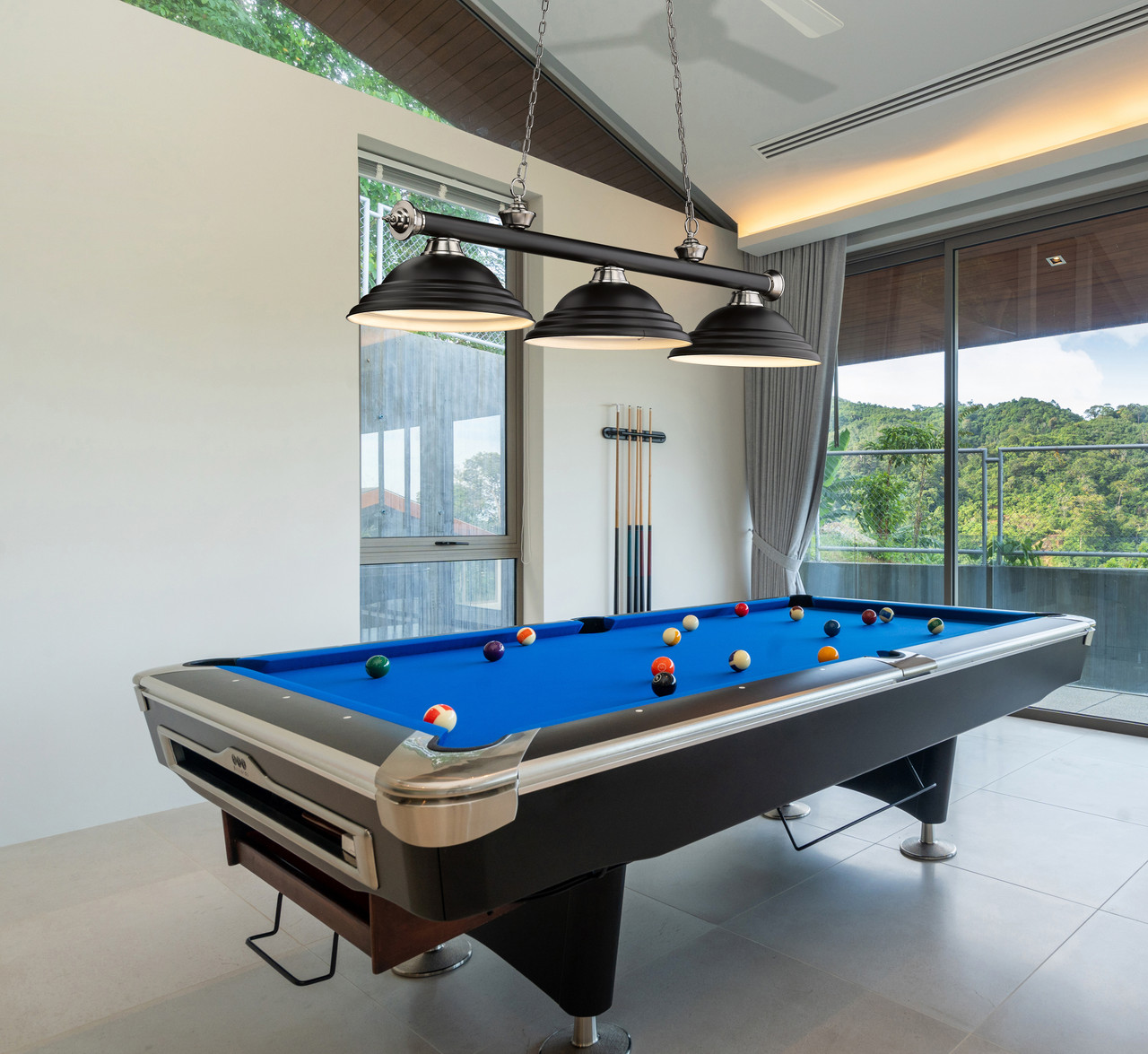 Z-LITE 2306-3MB-BN-SMB 3 Light Billiard, Matte Black + Brushed Nickel