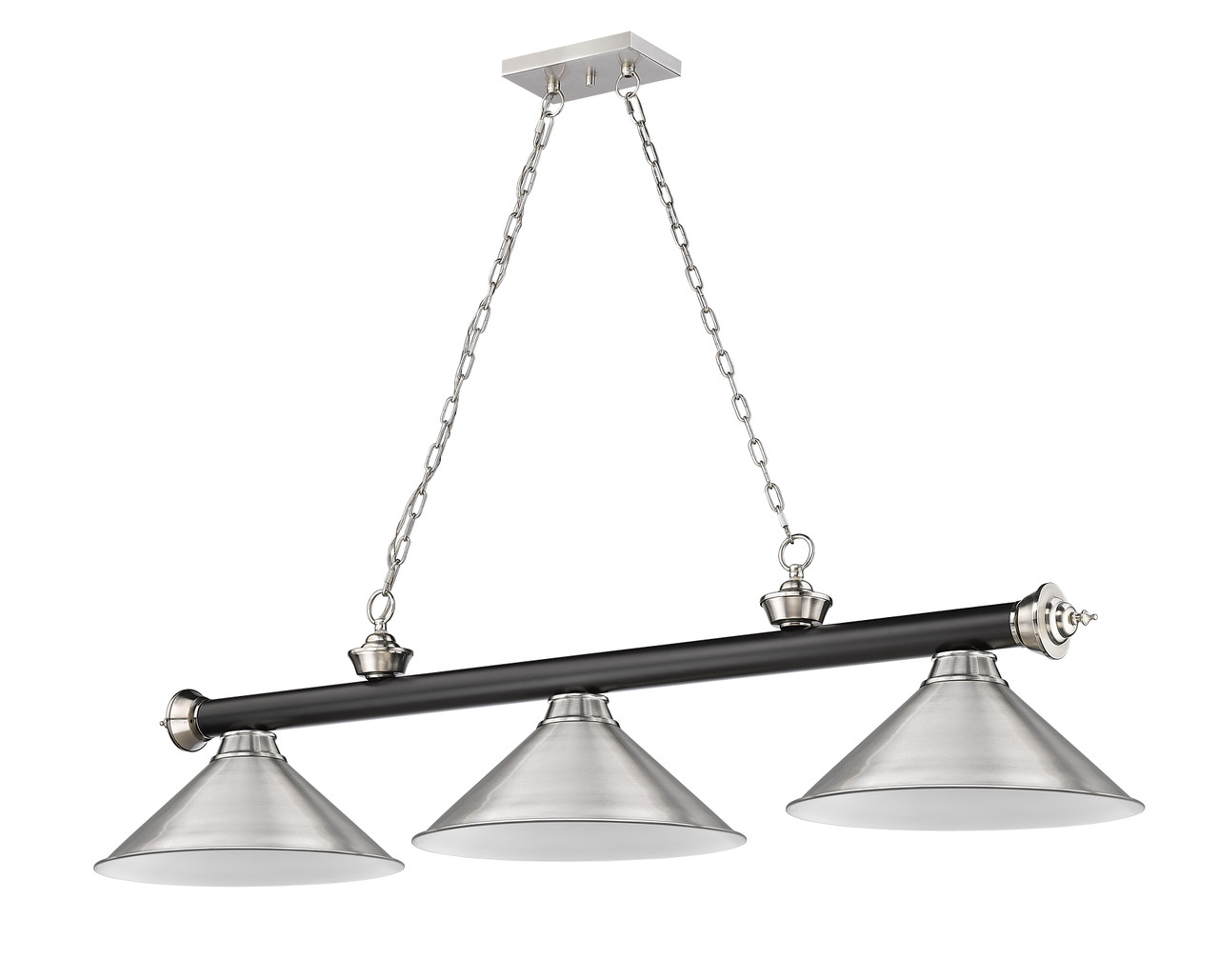 Z-LITE 2306-3MB-BN-BN15 3 Light Billiard, Matte Black + Brushed Nickel