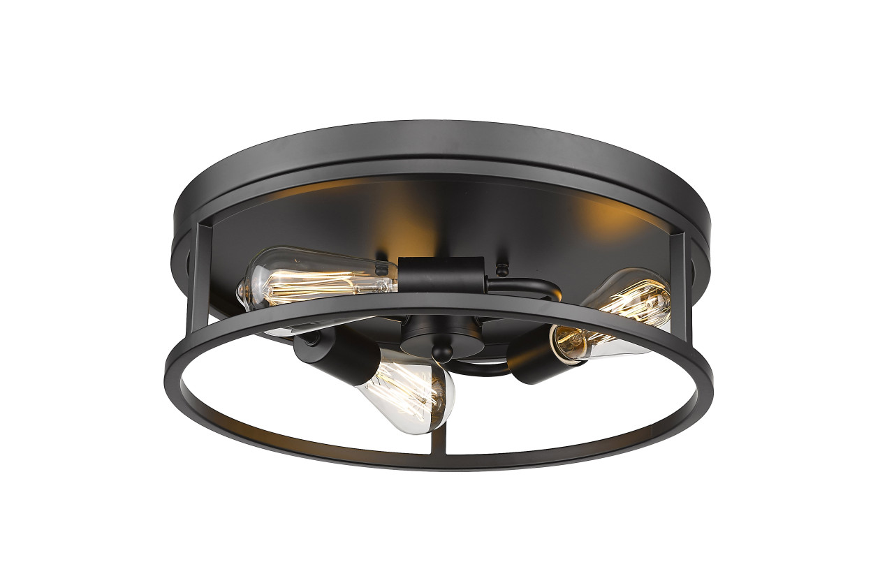Bethel International YS2180C16BLK 3-Light Flush Mount, Black