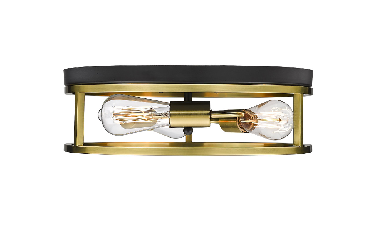 Bethel International YS2180C16BGD 3-Light Flush Mount, Black & Gold