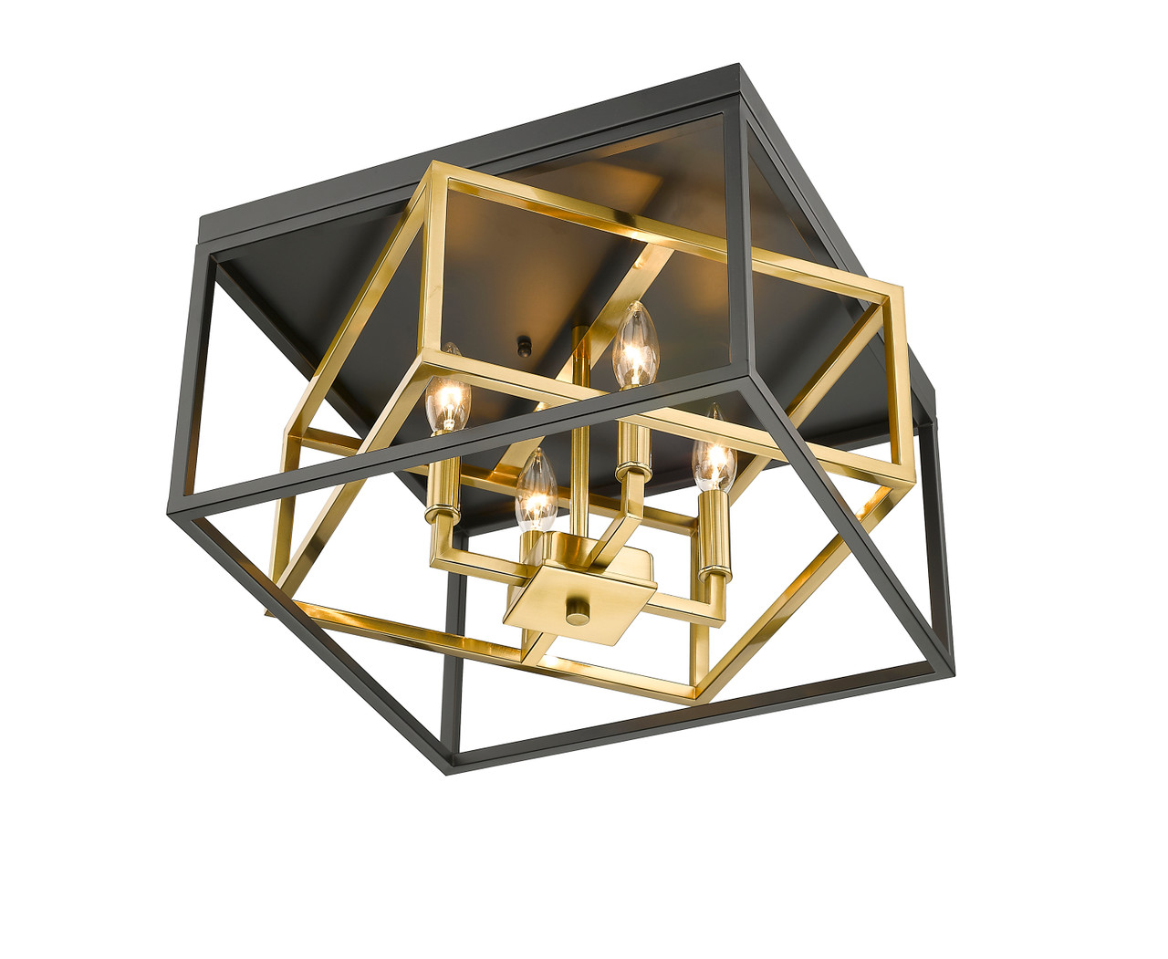 Bethel International YS218FM16BG 4-Light Flush Mount, Black & Gold