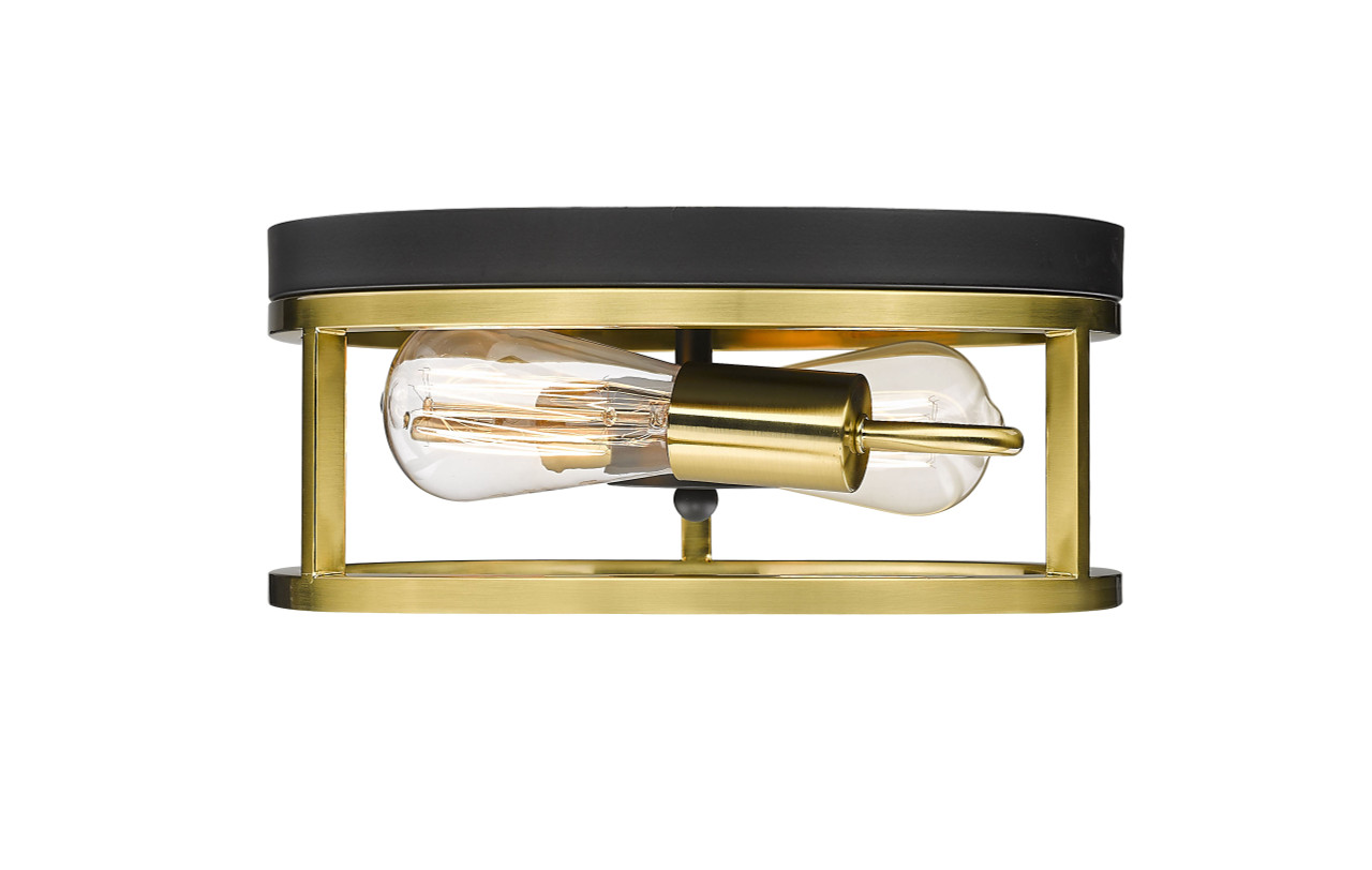 Bethel International YS2180C12BGD 2-Light Flush Mount, Black & Gold