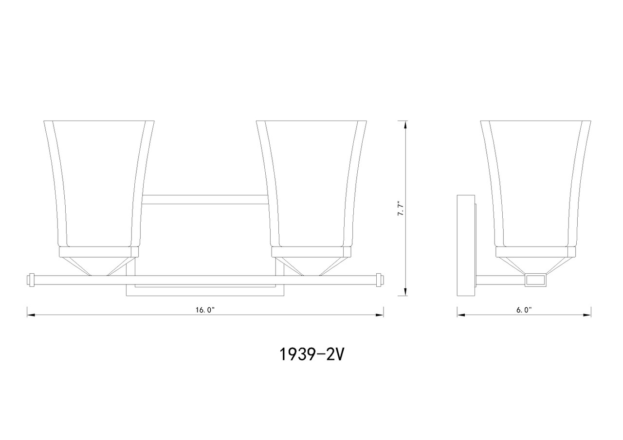 Z-LITE 1939-2V-CH 2 Light Vanity, Chrome