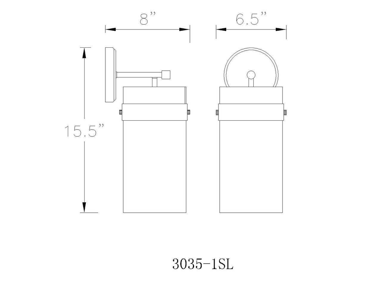 Z-LITE 3035-1SL-MB 1 Light Wall Sconce, Matte Black