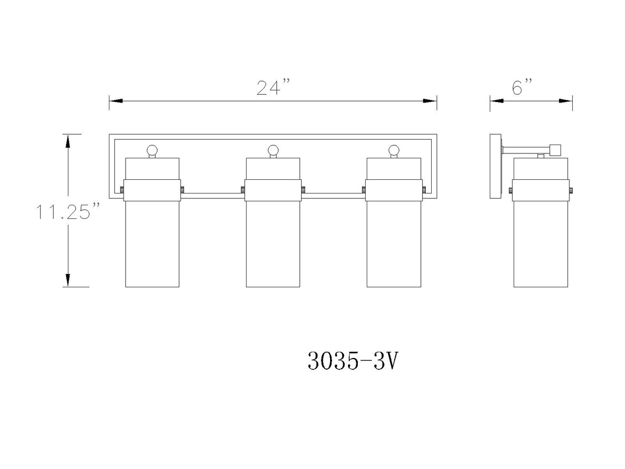 Z-LITE 3035-3V-MB 3 Light Vanity, Matte Black Z-LITE 3035-3V-MB 3 Light Vanity, Matte Black
