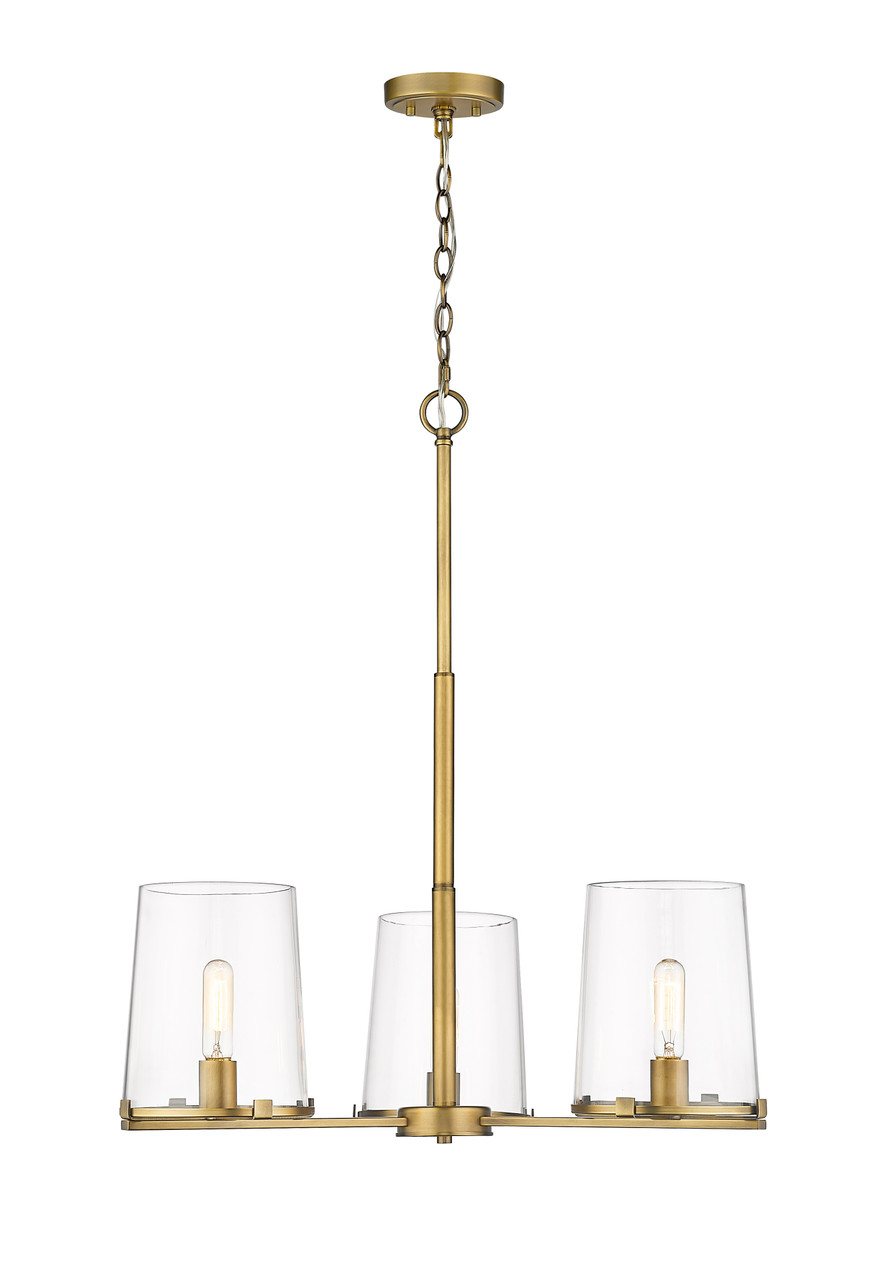 Z-LITE 3032-3RB 3 Light Chandelier, Rubbed Brass