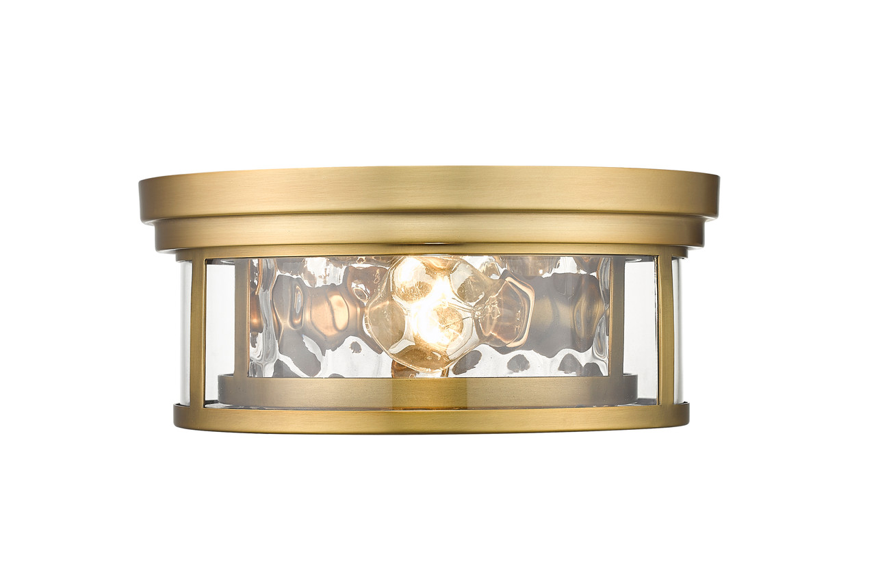 Z-LITE 493F2-RB 2 Light Flush Mount, Rubbed Brass