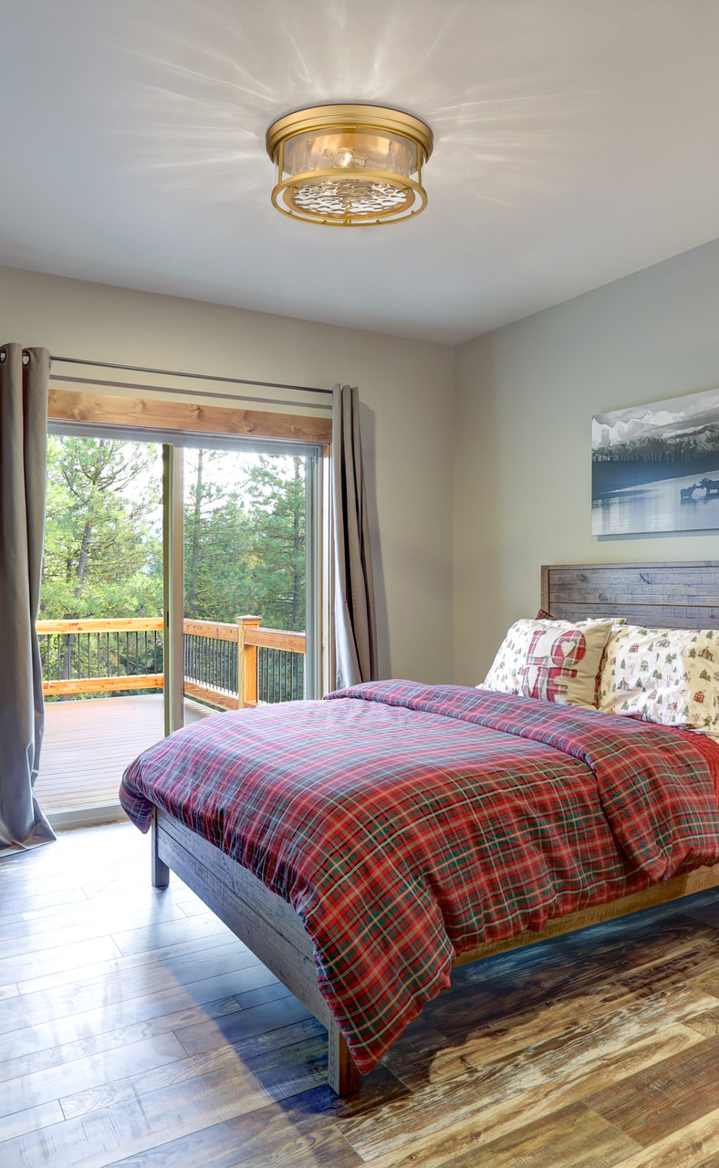 Z-LITE 493F3-OBR 3 Light Flush Mount, Olde Brass