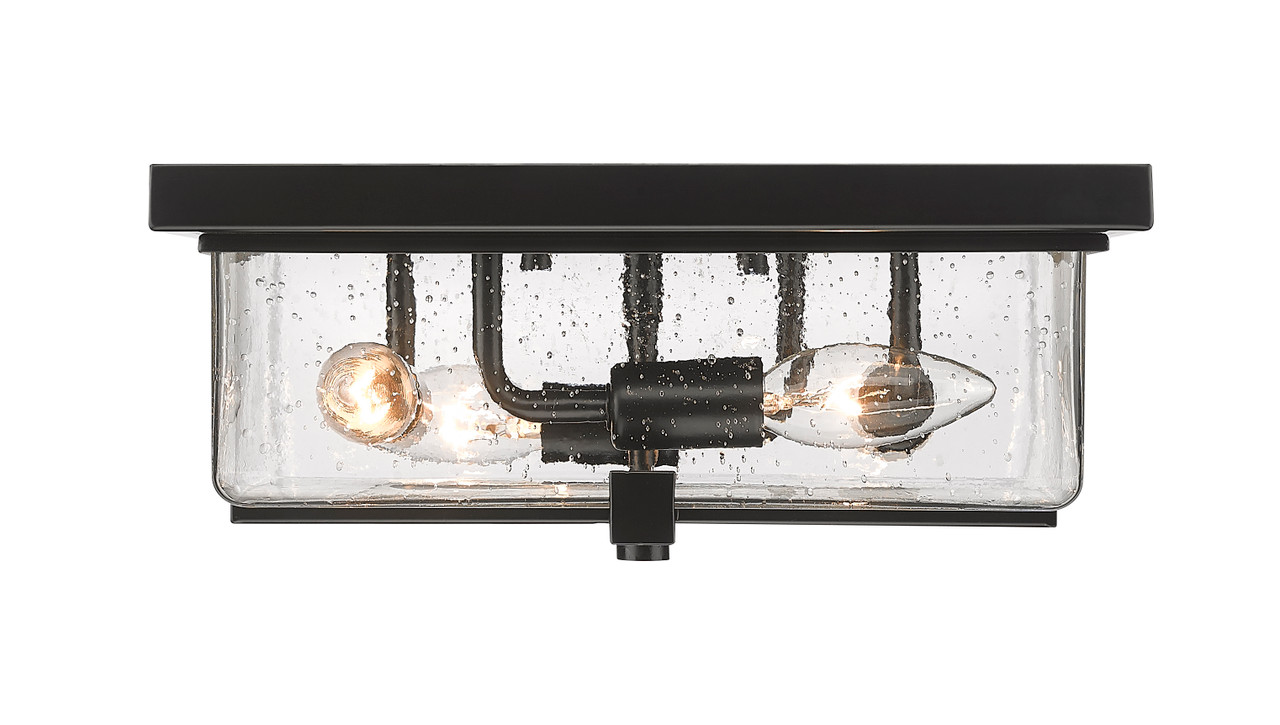 Z-LITE 592F-BK 4 Light Outdoor Flush Ceiling Mount Fixture, Black