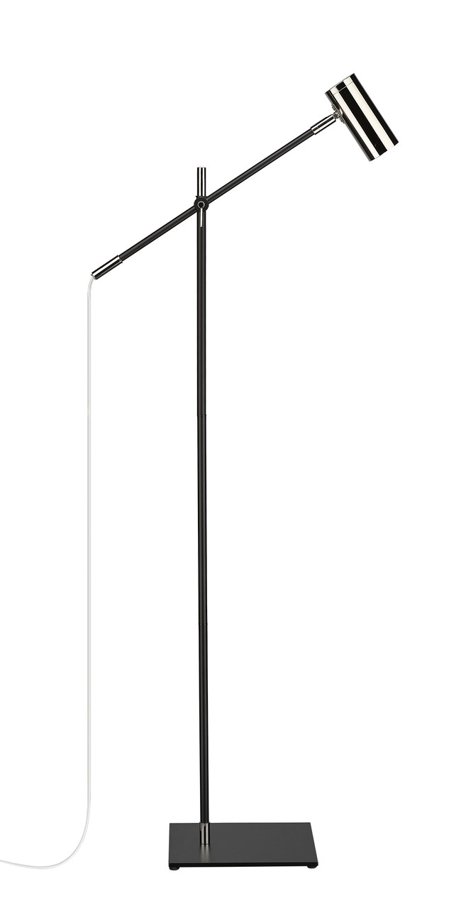 Z-LITE 814FL-MB-PN 1 Light Floor Lamp, Matte Black + Polished Nickel
