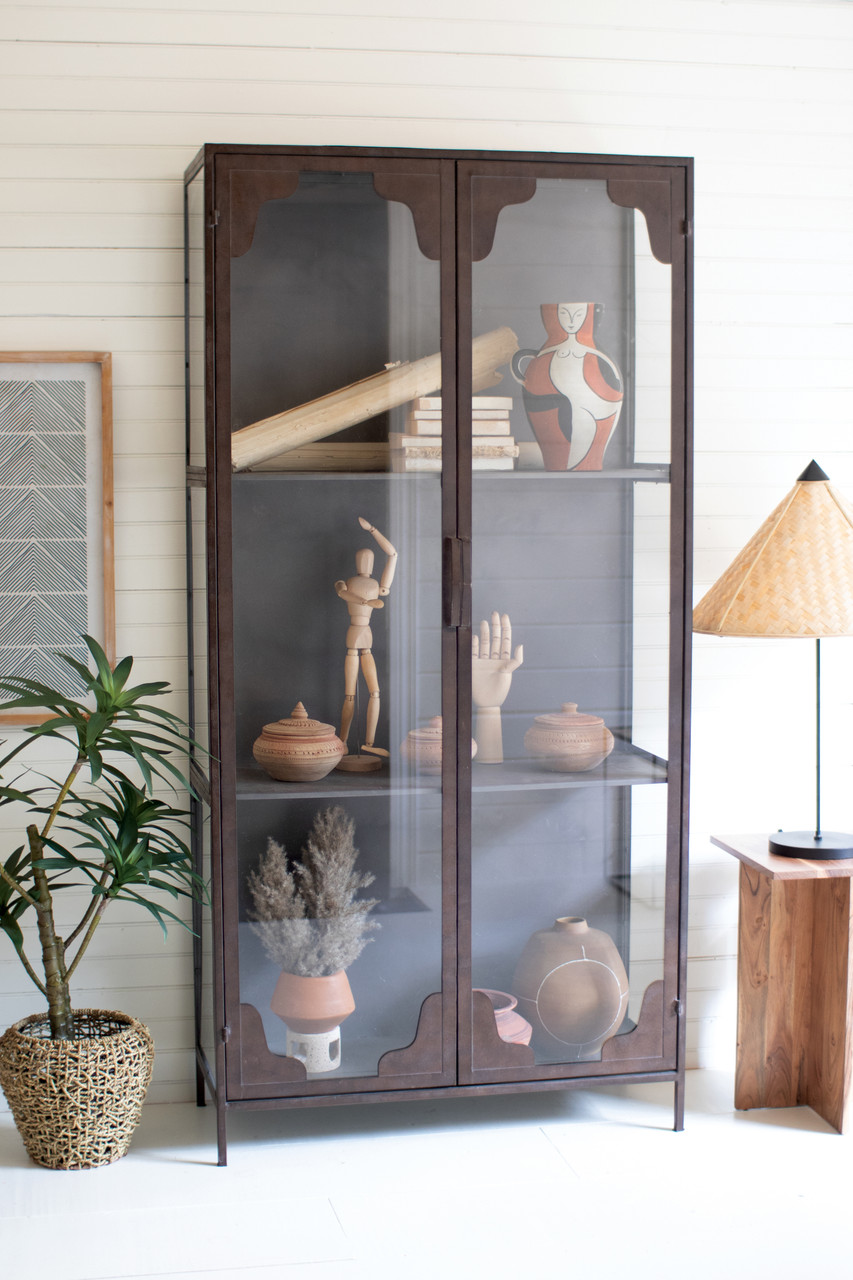 KALALOU CLL2647 METAL AND GLASS CABINET 71" TALL