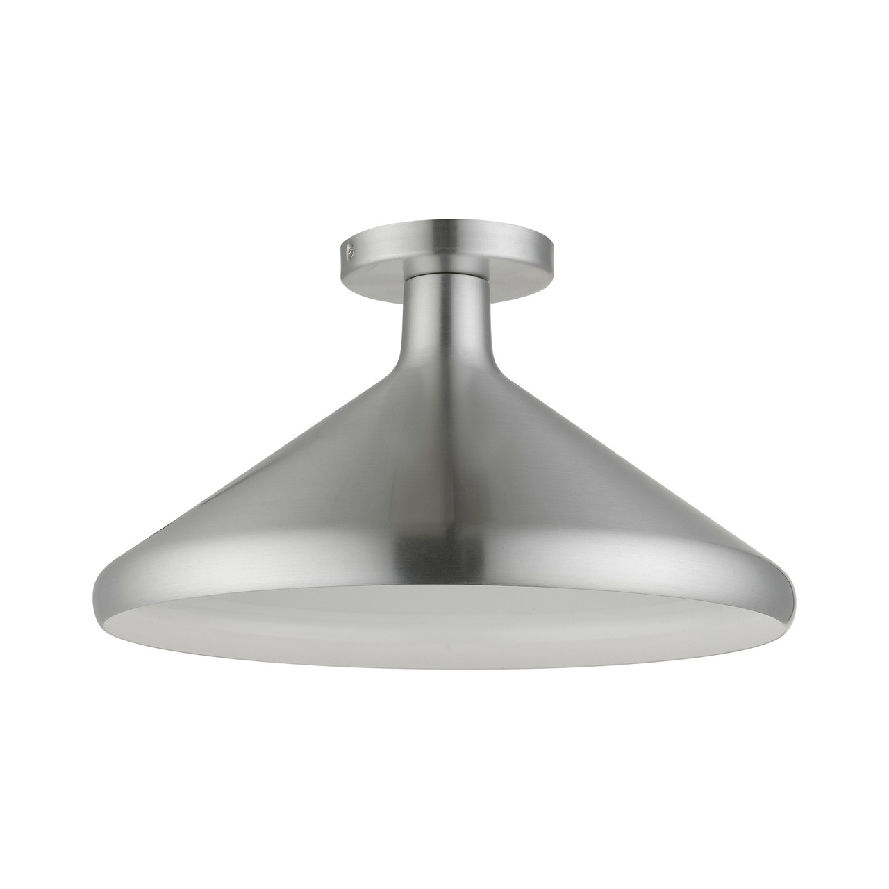 LIVEX LIGHTING 41020-66 1 Light Brushed Aluminum Semi-Flush Mount