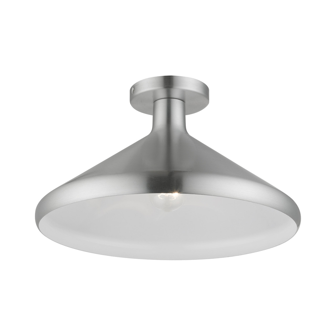 LIVEX LIGHTING 41020-66 1 Light Brushed Aluminum Semi-Flush Mount