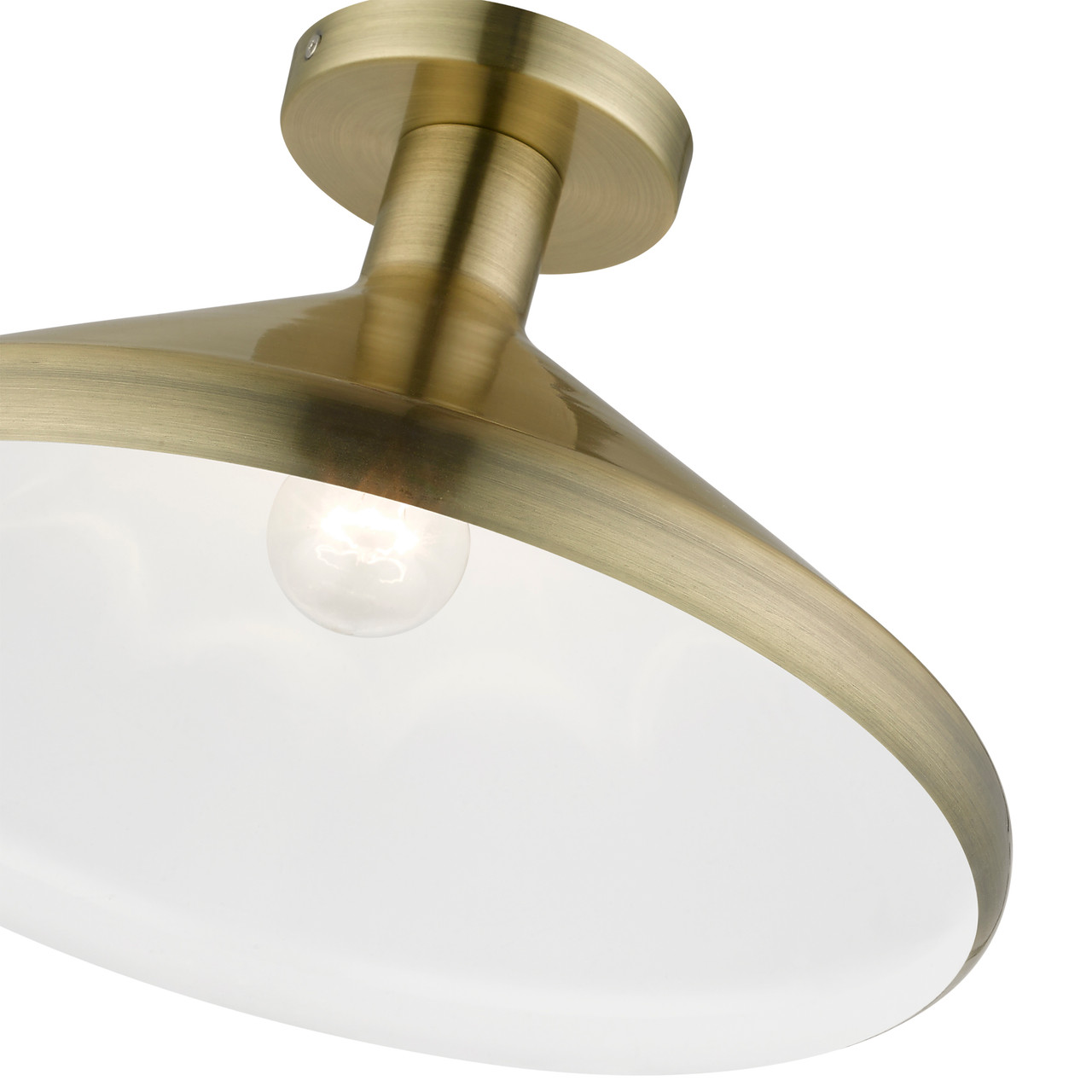 LIVEX LIGHTING 40950-01 1 Light Antique Brass Semi-Flush Mount