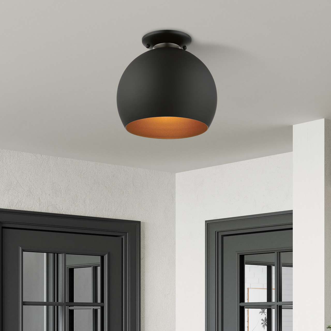 LIVEX LIGHTING 43390-04 1 Light Black Semi-Flush Mount