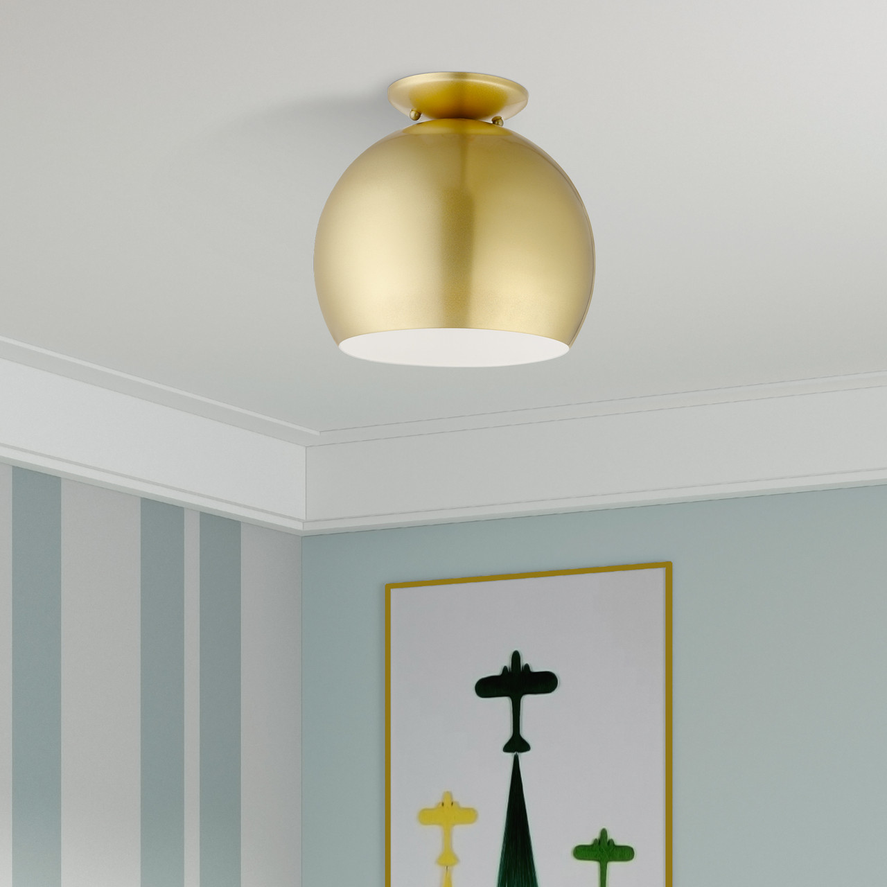 LIVEX LIGHTING 43390-33 1 Light Soft Gold Semi-Flush Mount