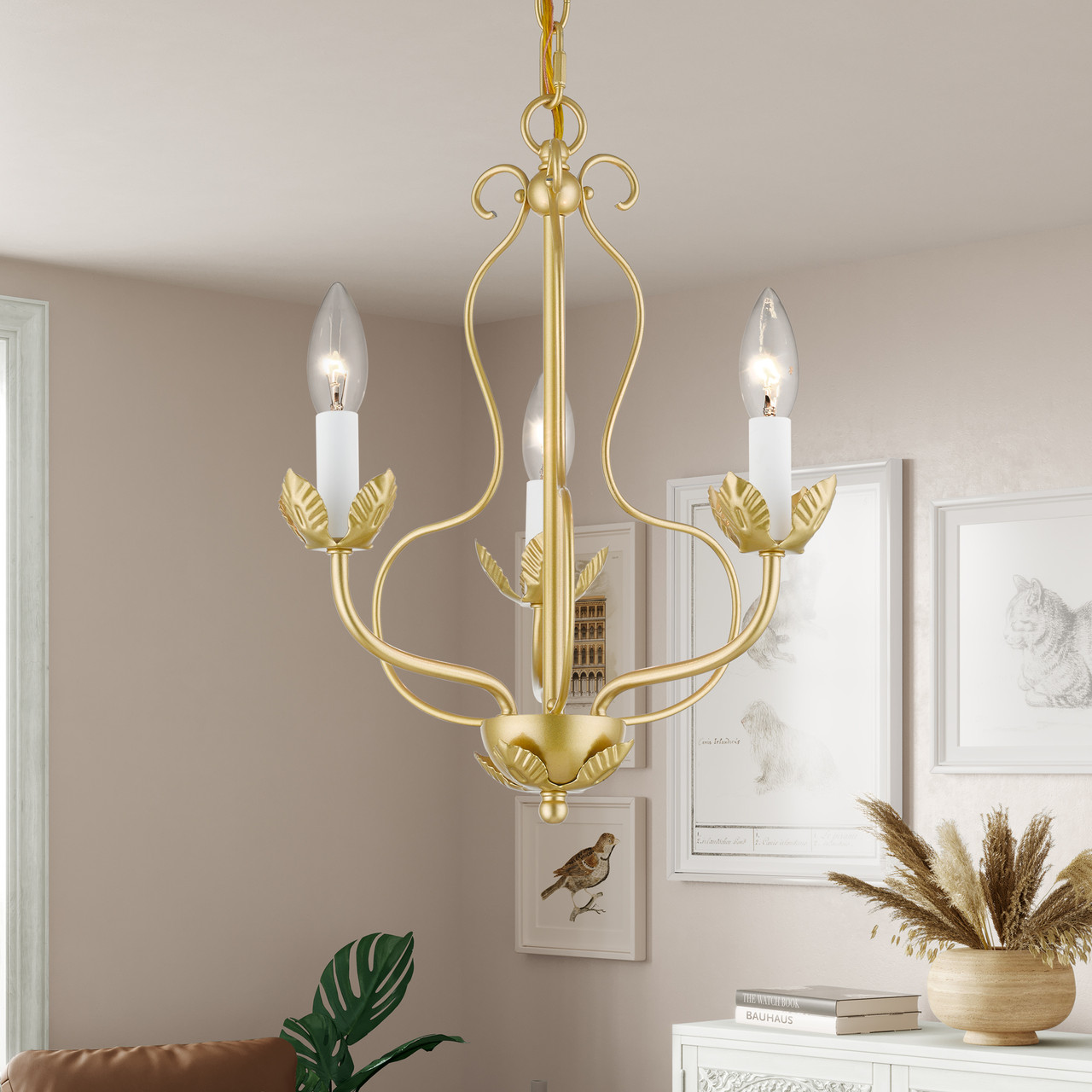 LIVEX LIGHTING 42903-33 3 Light Soft Gold Chandelier