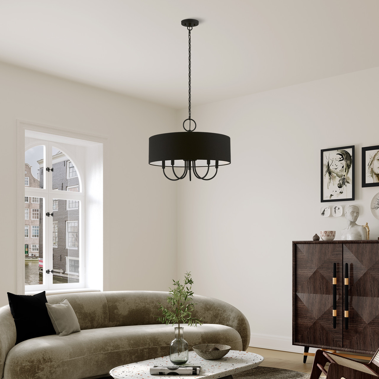 LIVEX LIGHTING 43445-04 5 Light Black Pendant Chandelier