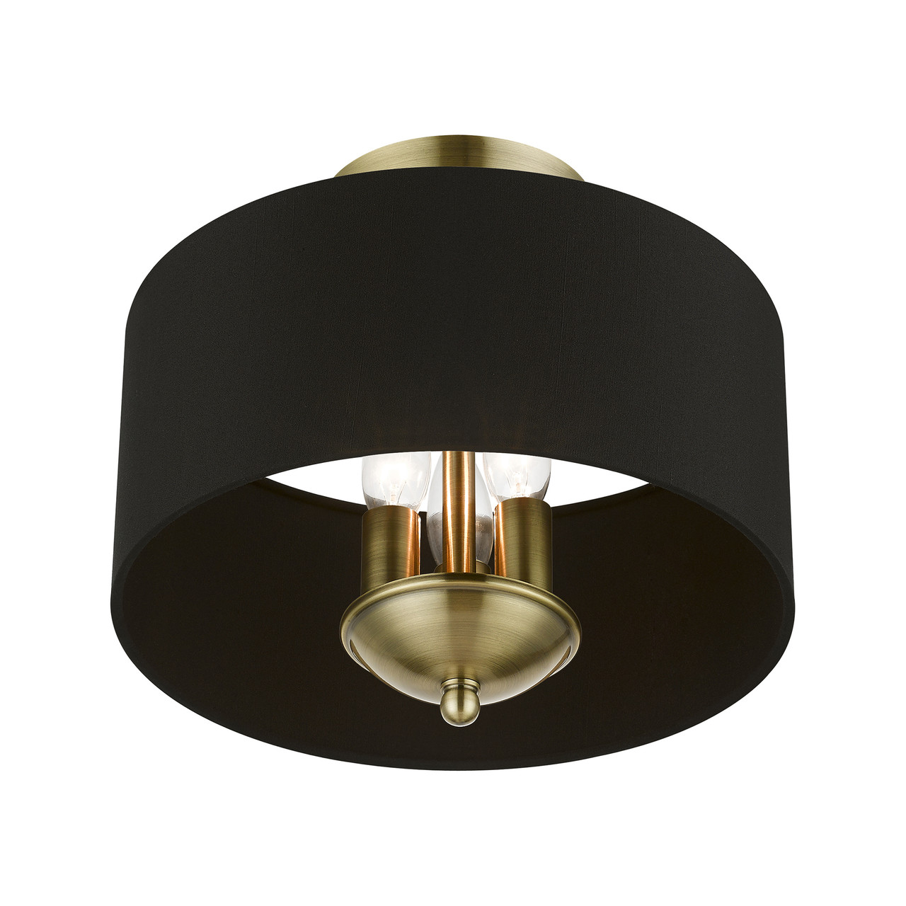 LIVEX LIGHTING 40111-01 3 Light Antique Brass Semi-Flush Mount