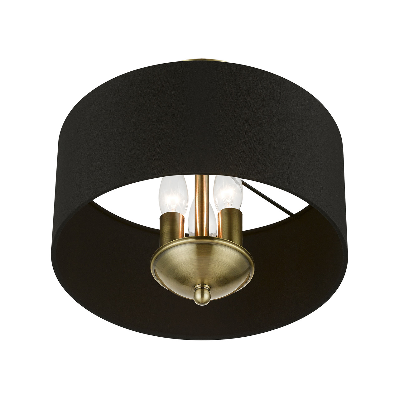 LIVEX LIGHTING 40111-01 3 Light Antique Brass Semi-Flush Mount