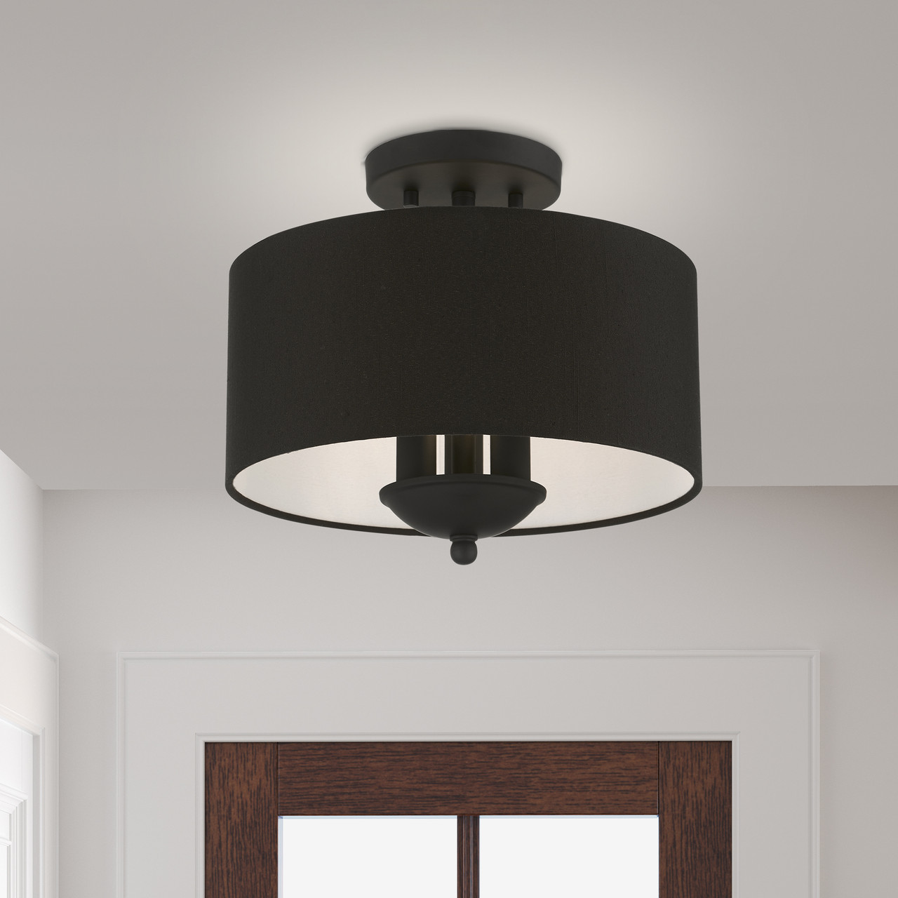 LIVEX LIGHTING 43441-04 3 Light Black Semi-Flush Mount