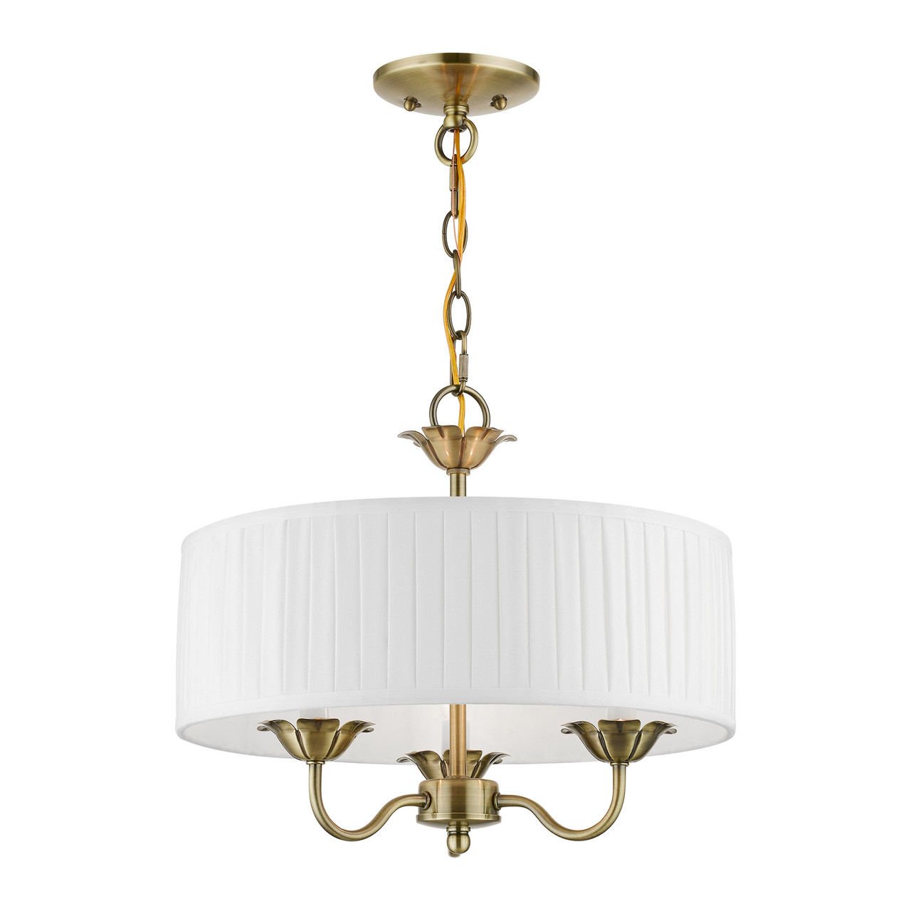 LIVEX LIGHTING 41773-01 3 Light Antique Brass Pendant Chandelier