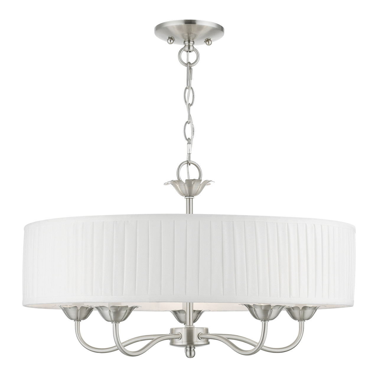 LIVEX LIGHTING 41775-91 5 Light Brushed Nickel Pendant Chandelier