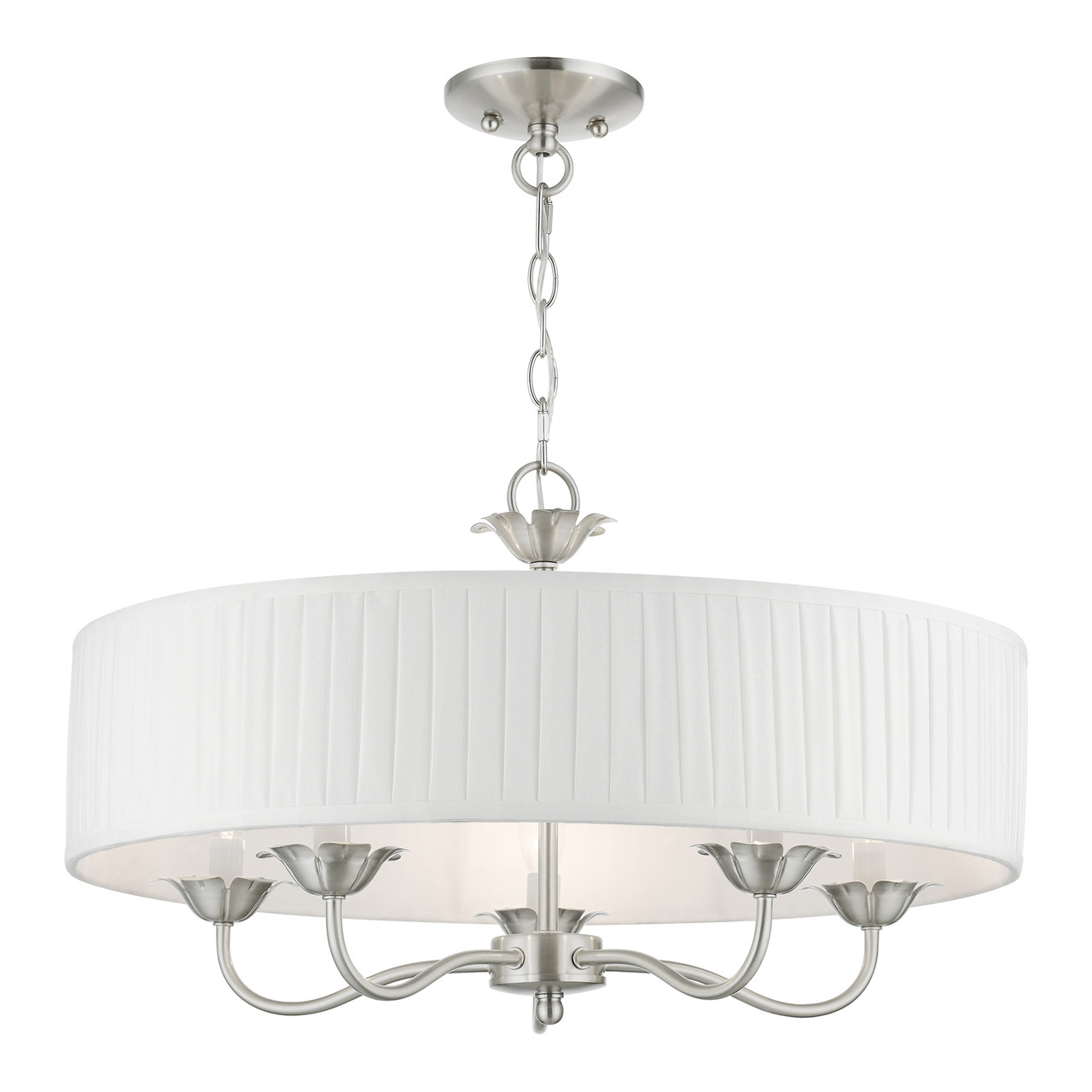 LIVEX LIGHTING 41775-91 5 Light Brushed Nickel Pendant Chandelier