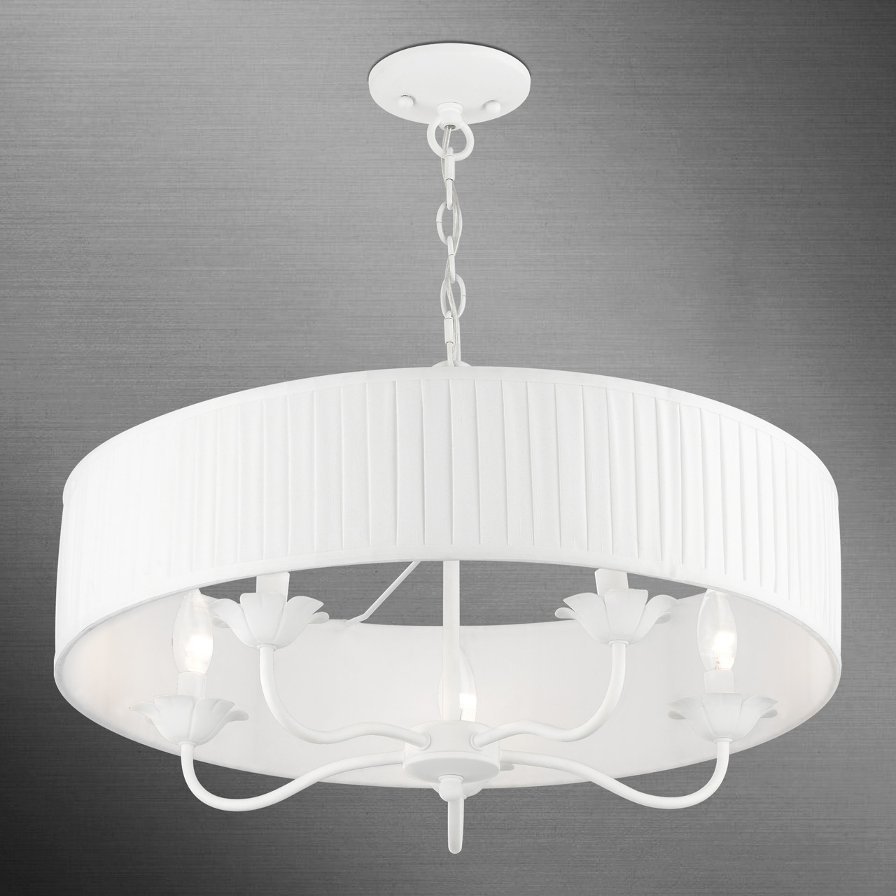 LIVEX LIGHTING 41775-03 5 Light White Pendant Chandelier