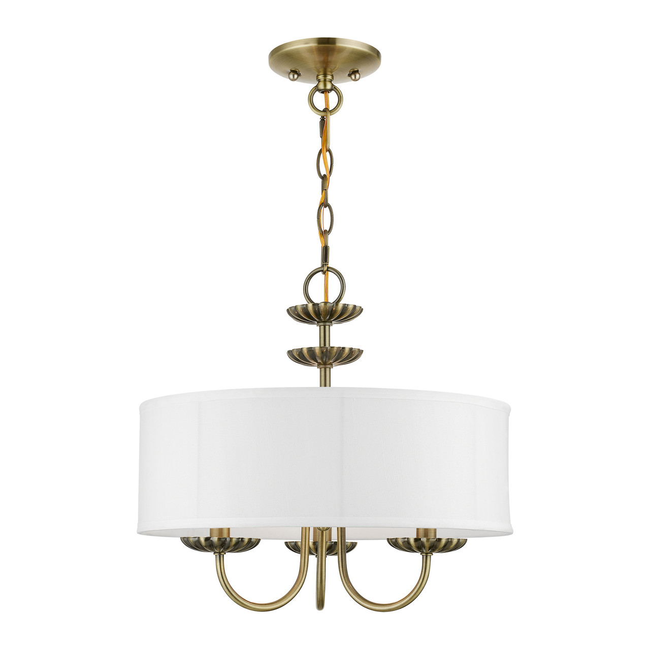 LIVEX LIGHTING 42983-01 3 Light Antique Brass Pendant Chandelier