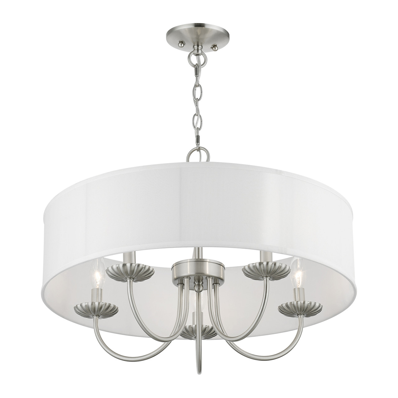 LIVEX LIGHTING 42985-91 5 Light Brushed Nickel Pendant Chandelier