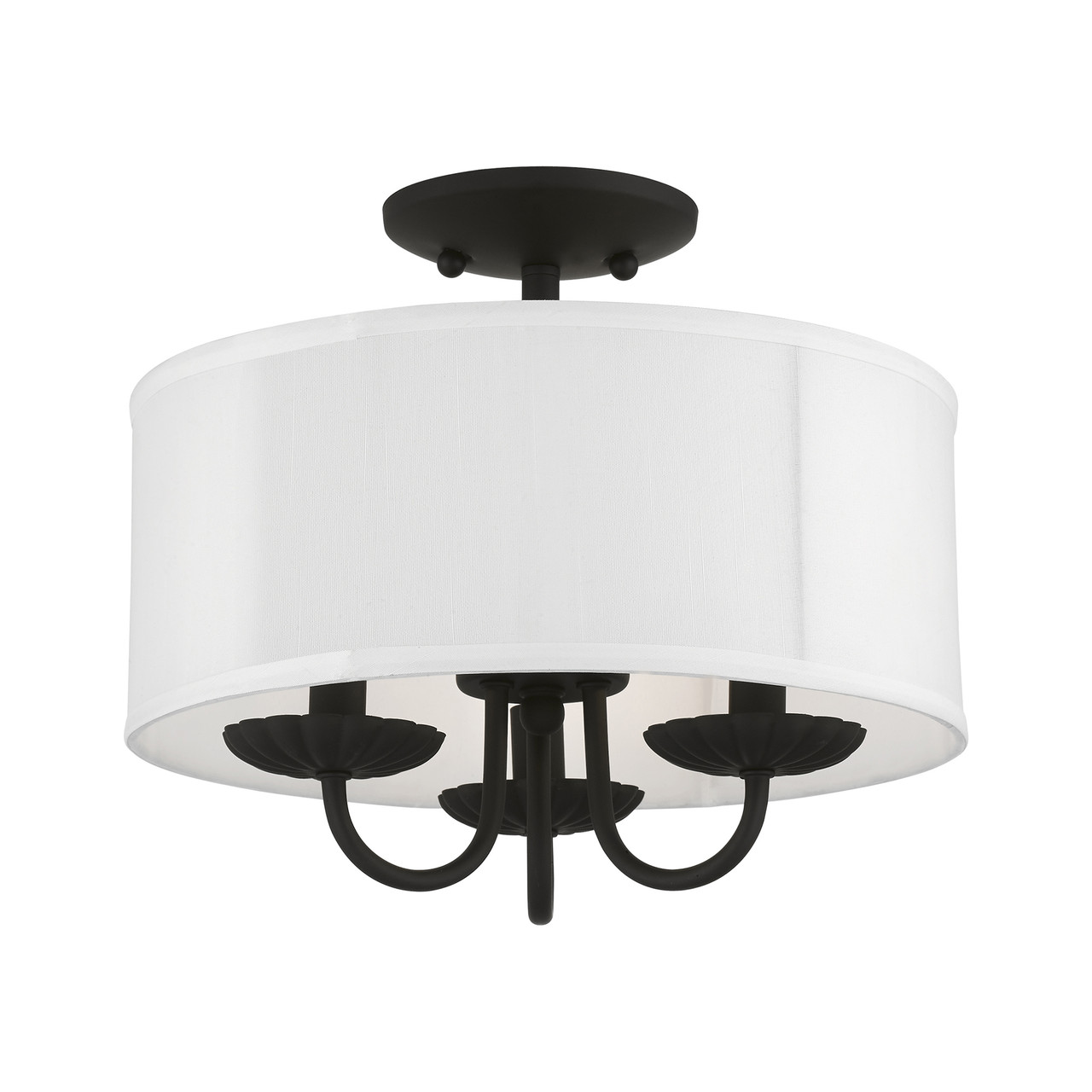 LIVEX LIGHTING 42987-04 3 Light Black Semi-Flush Mount