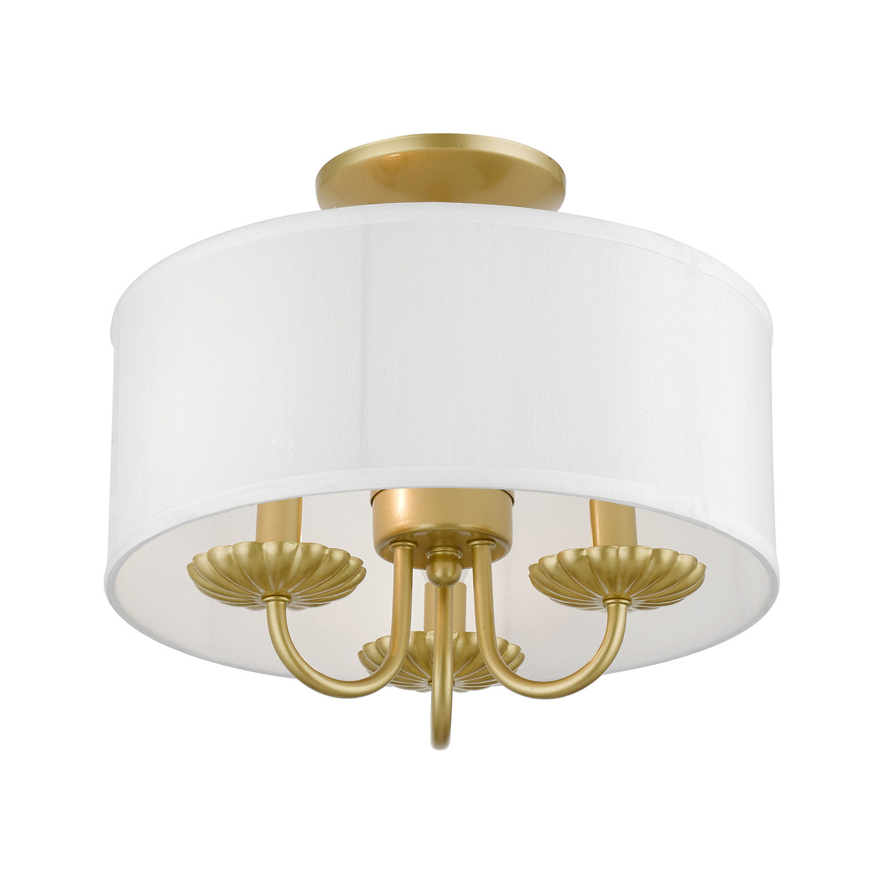 LIVEX LIGHTING 42987-33 3 Light Soft Gold Semi-Flush Mount