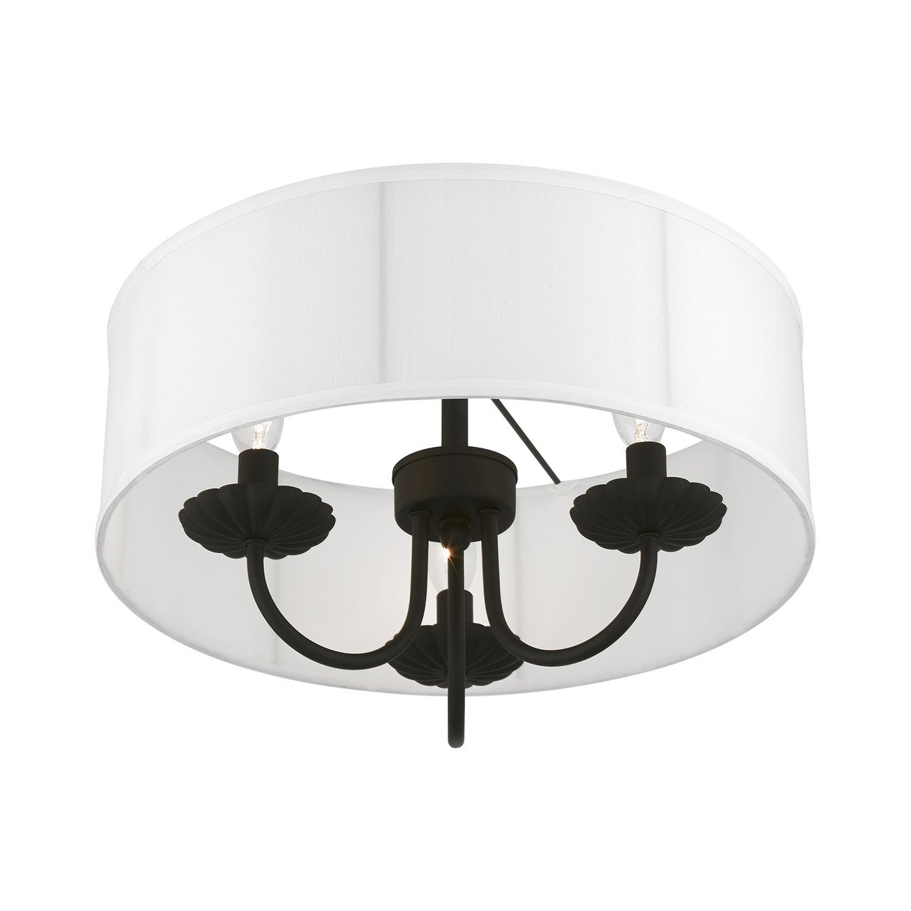 LIVEX LIGHTING 42989-04 3 Light Black Semi-Flush Mount