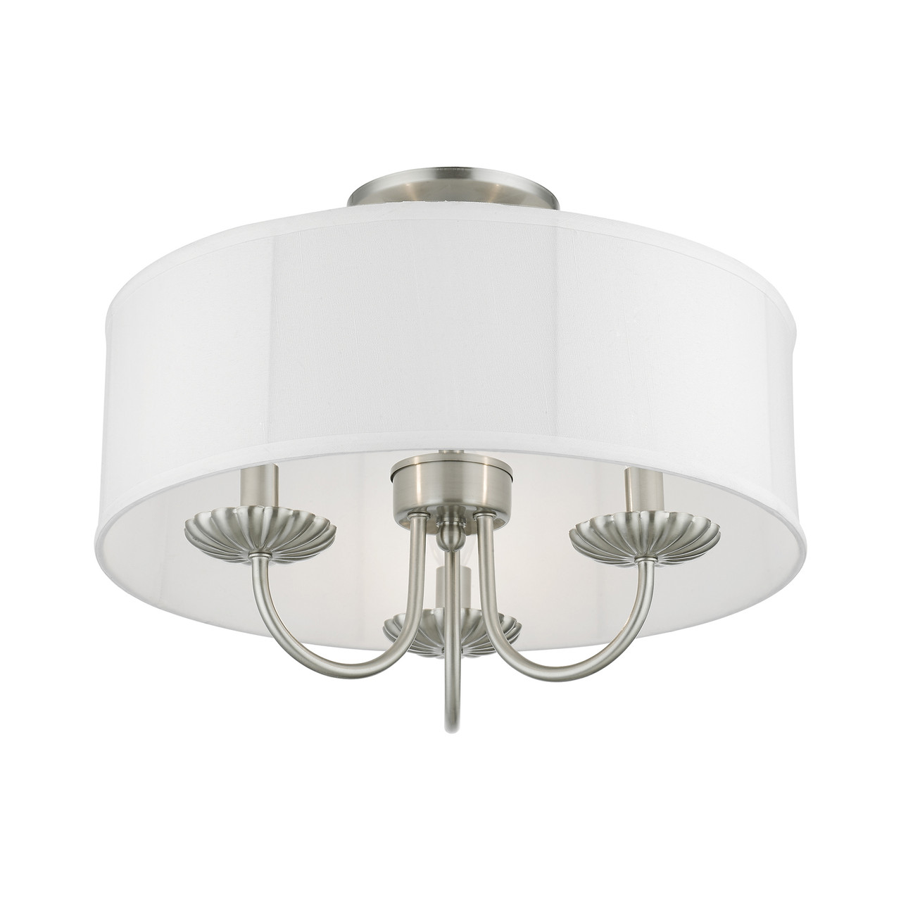 LIVEX LIGHTING 42989-91 3 Light Brushed Nickel Semi-Flush Mount