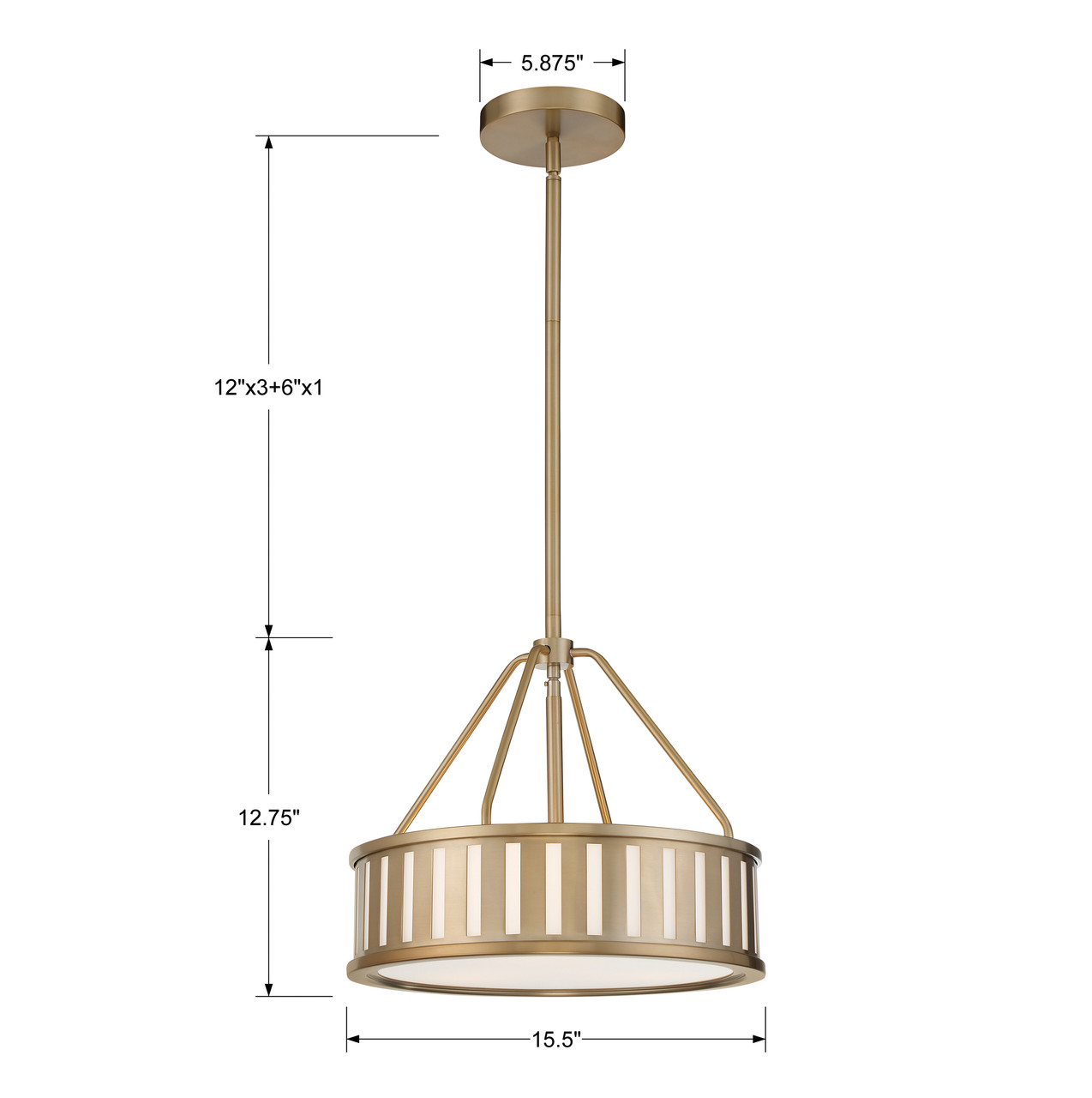 CRYSTORAMA KEN-8303-VG Kendal 3 Light Vibrant Gold Pendant