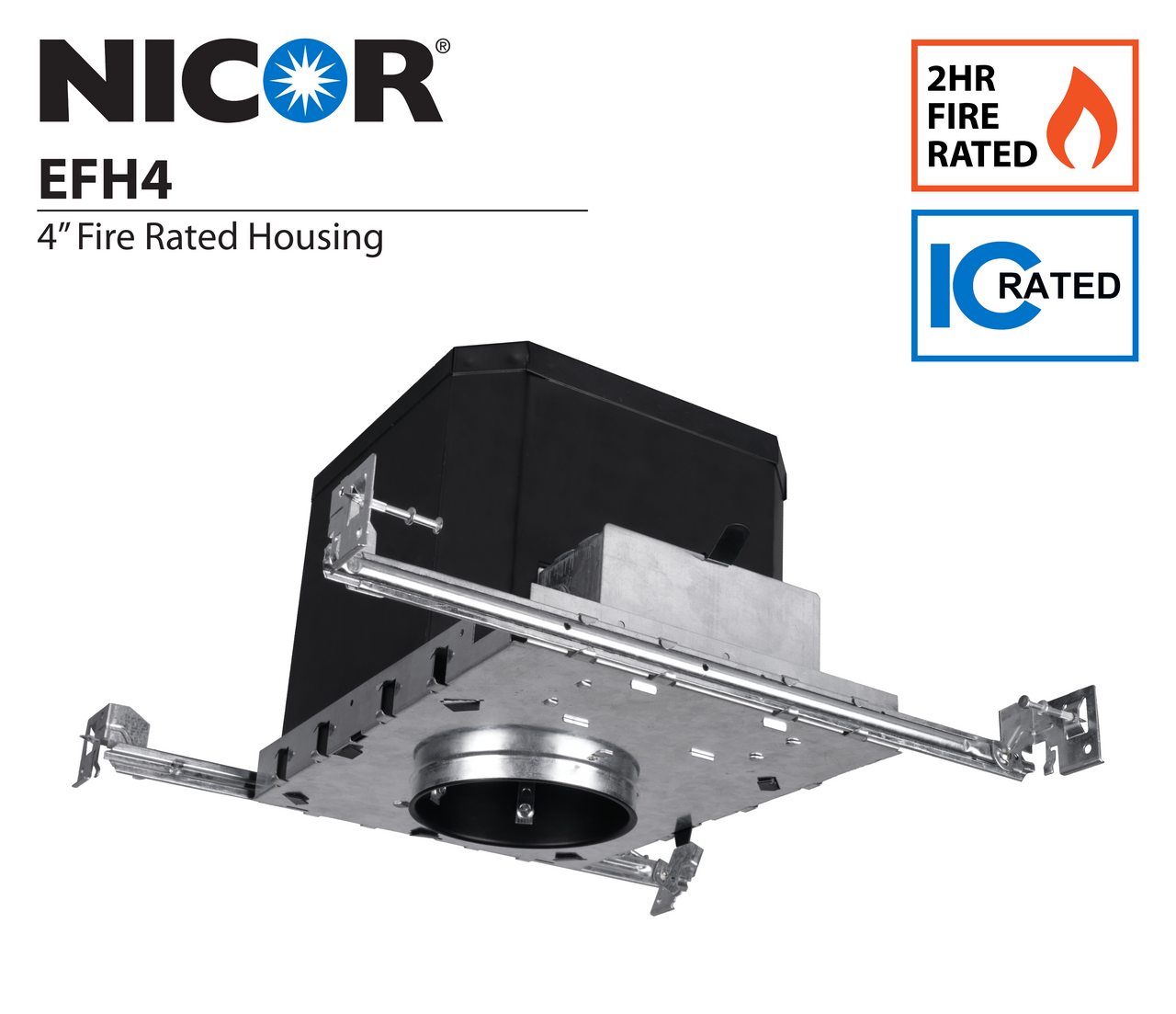 NICOR EFH4 4 in. Fire Rated New Construction Recessed Housing with Edison Base