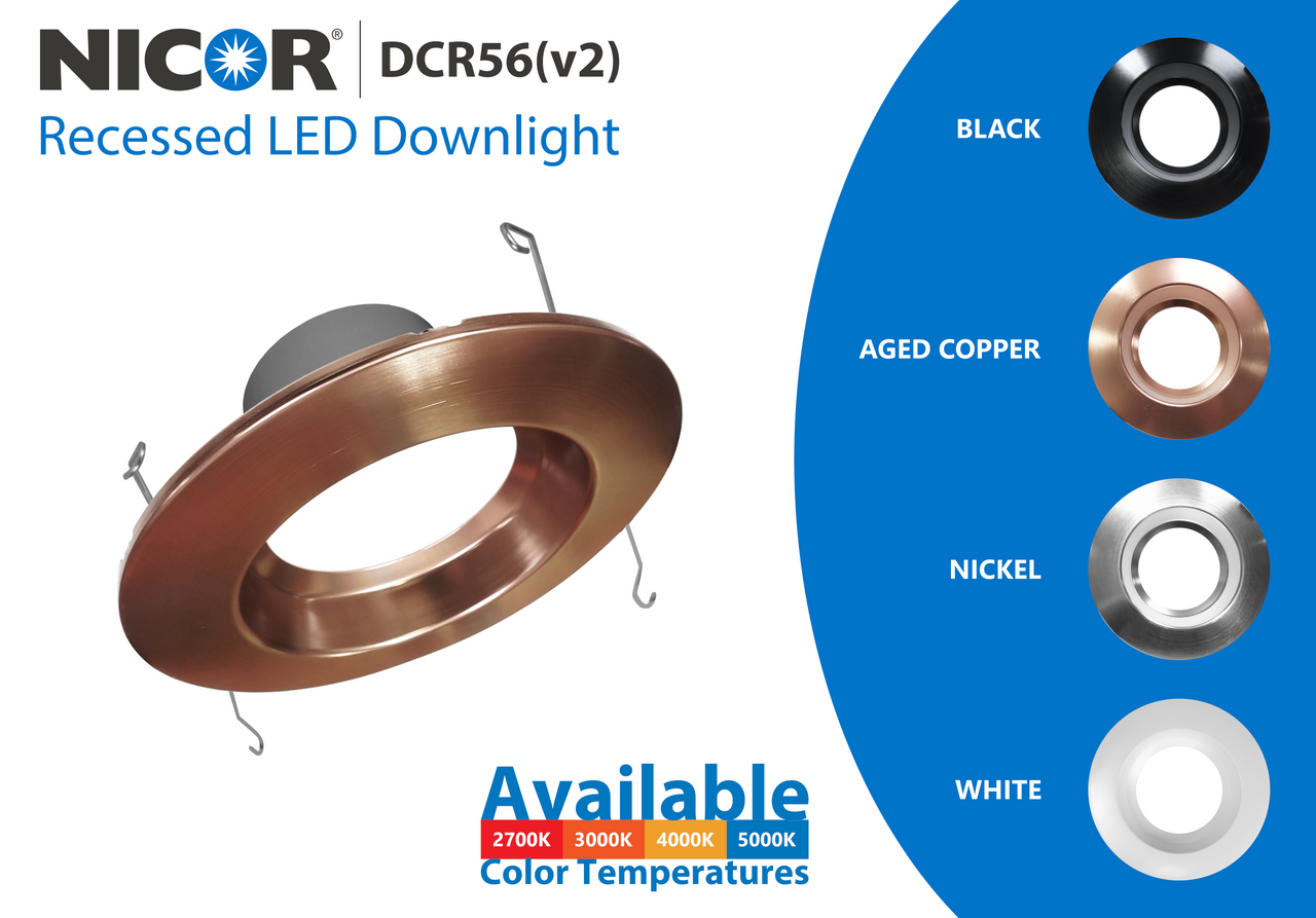NICOR DCR562121204KAC DCR56(v2) Aged Copper High-Output LED Recessed Downlight, 4000K