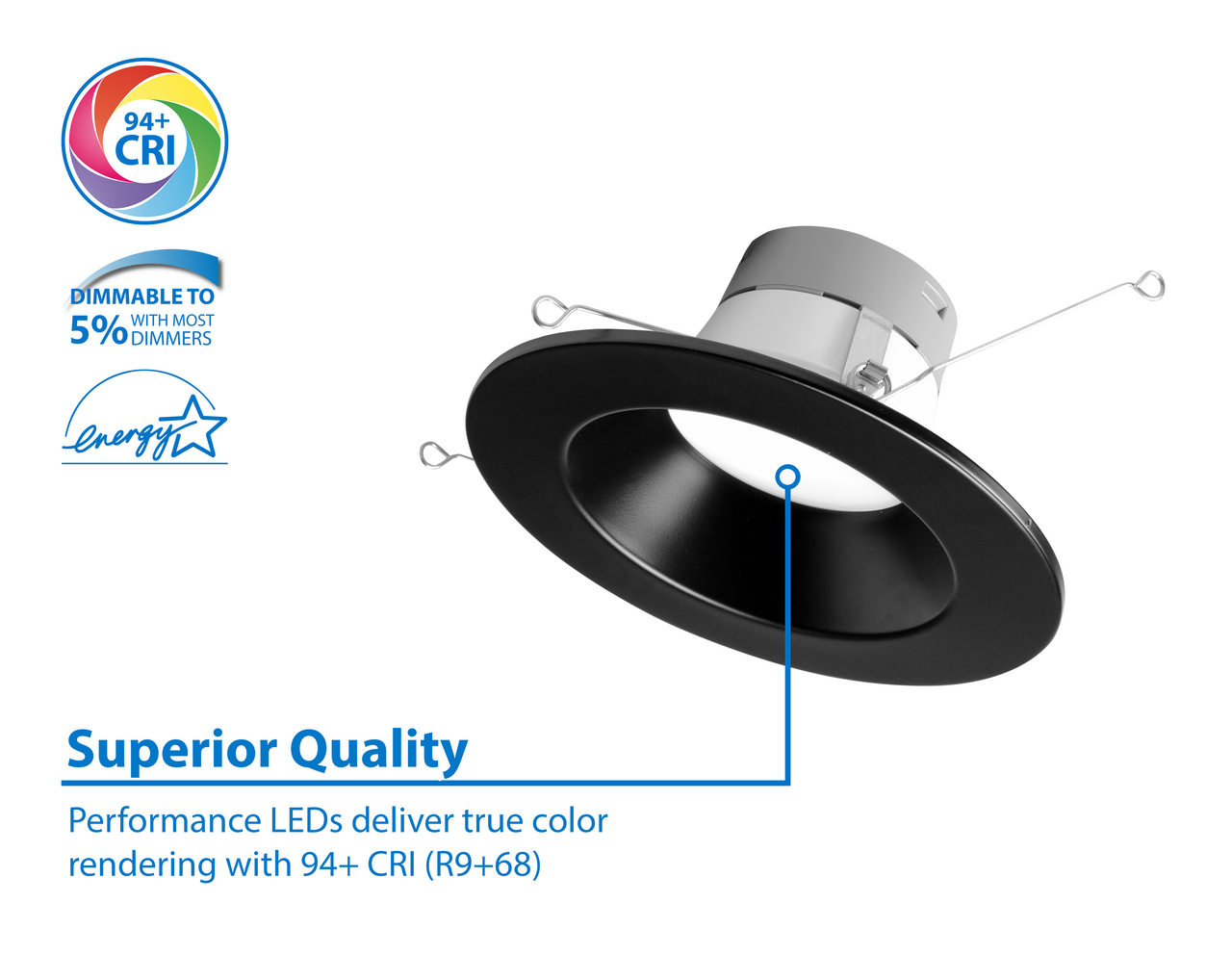 NICOR DLR56609120SBK DLR56(v6) 5/6-inch Black 900 Lumen Selectable Recessed LED Downlight