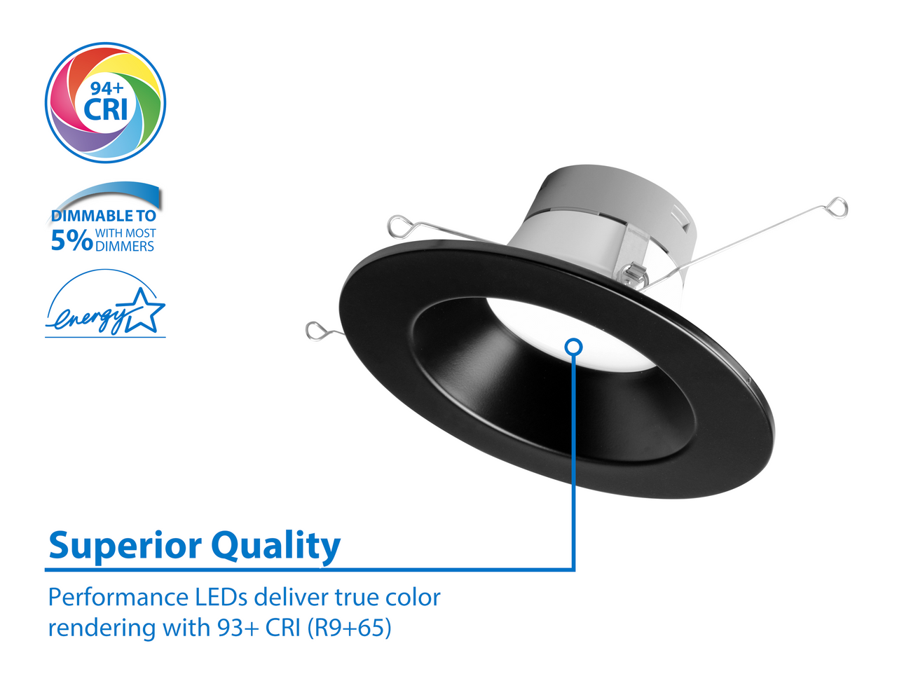 NICOR DLR56612120SBK DLR56(v6) 5/6-inch Black 1200 Lumen Selectable Recessed LED Downlight