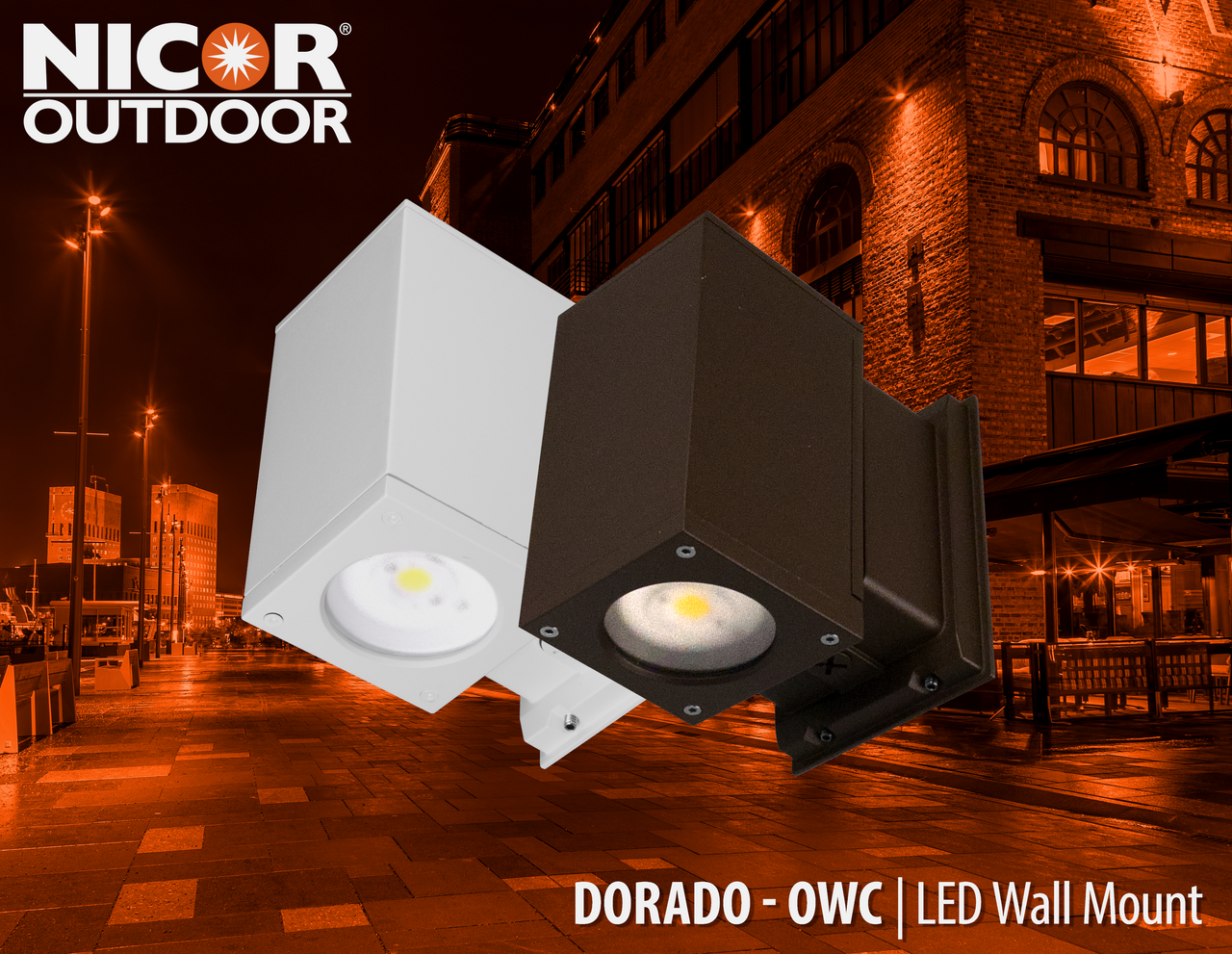 NICOR OWCQ4D1022MV40BZ Dorado 22W Square LED Outdoor Wall Mount Cylinder Light , 4000K, Bronze