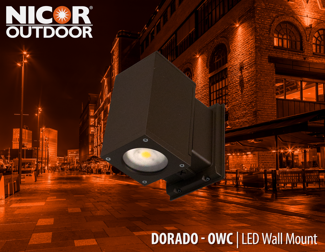 NICOR OWCQ4D1022MV40BZ Dorado 22W Square LED Outdoor Wall Mount Cylinder Light , 4000K, Bronze