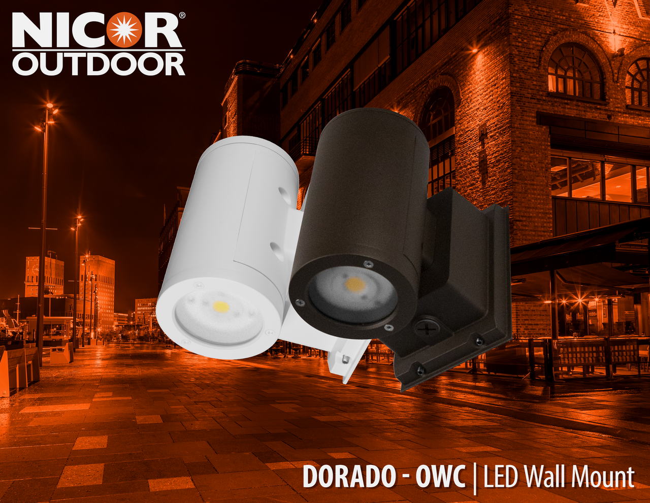 NICOR OWCR4U1035MV30WH Dorado 35W Round LED Outdoor Wall Mount Cylinder Up/Down Light, 3000K, White