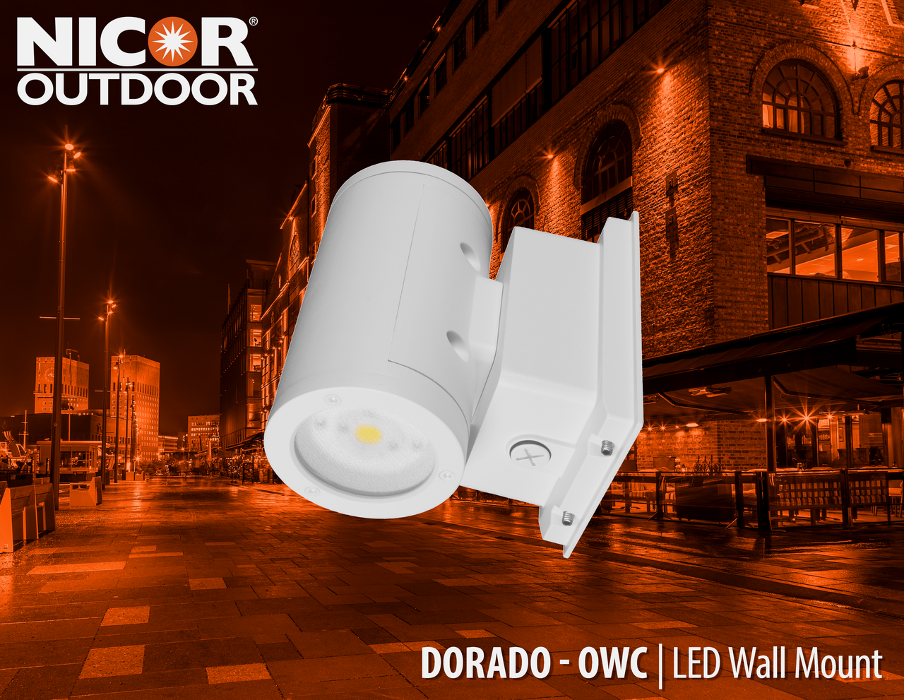 NICOR OWCR4U1035MV30WH Dorado 35W Round LED Outdoor Wall Mount Cylinder Up/Down Light, 3000K, White